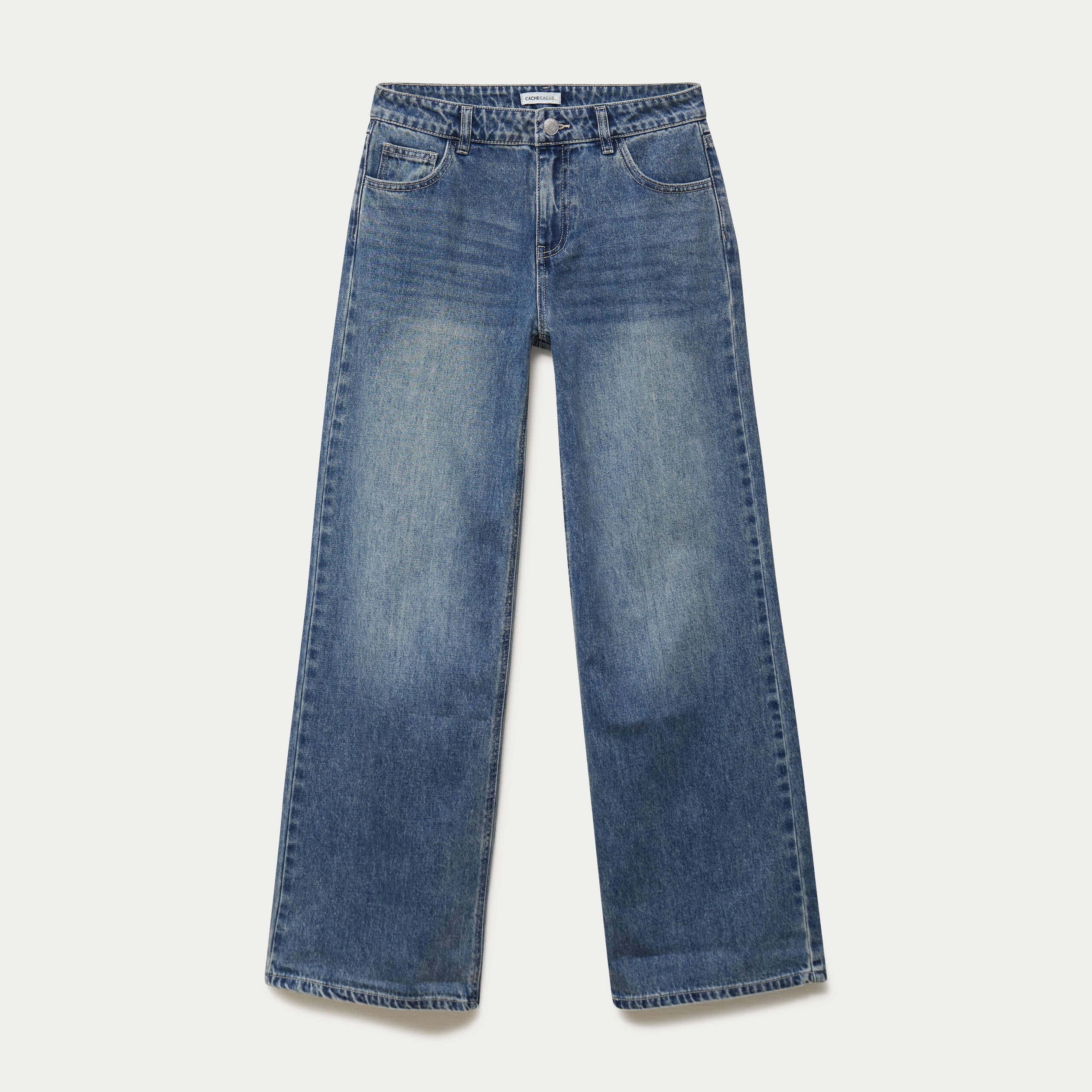 Jean wide leg taille basse denim triple stone femme
