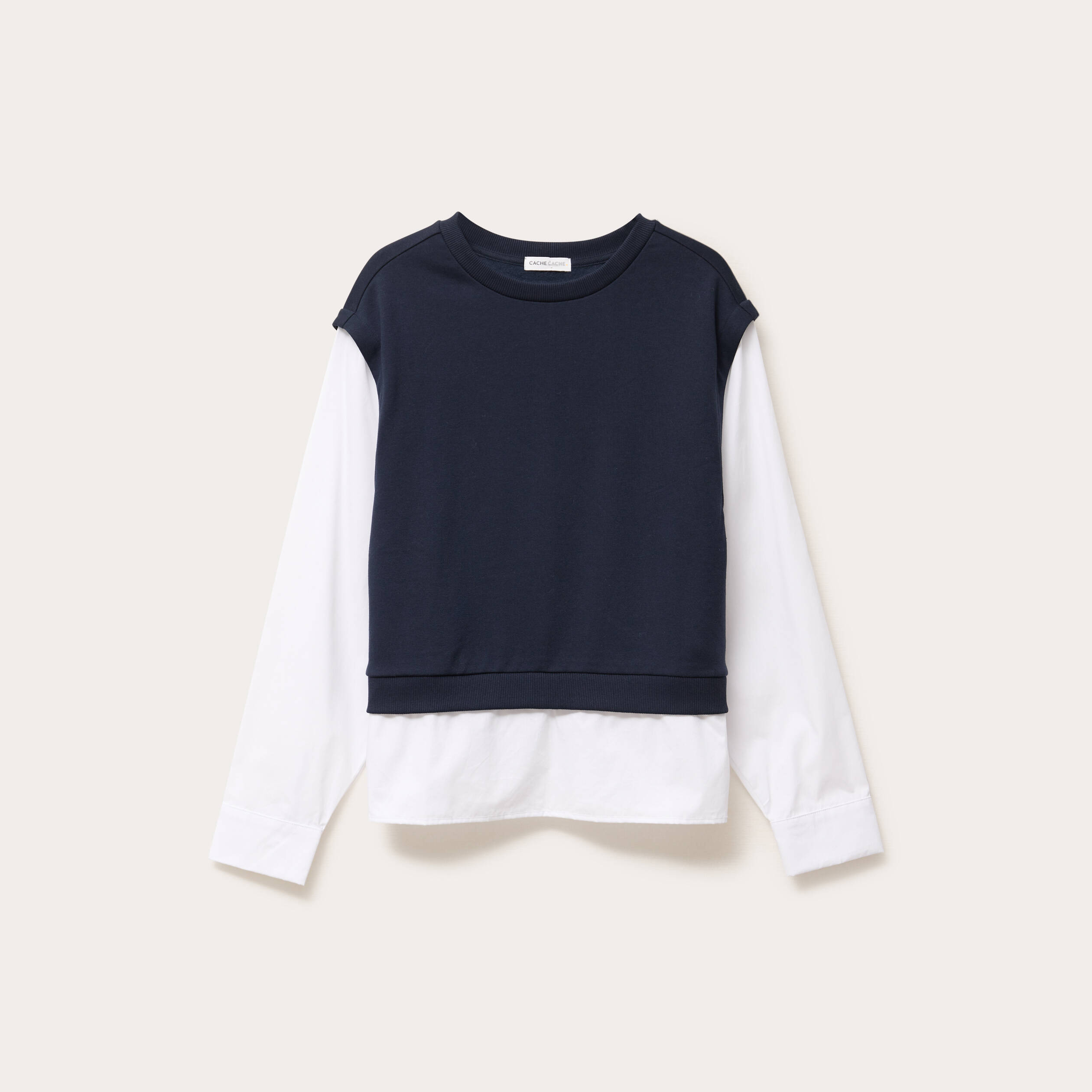 Sweat manches longues bleu marine femme