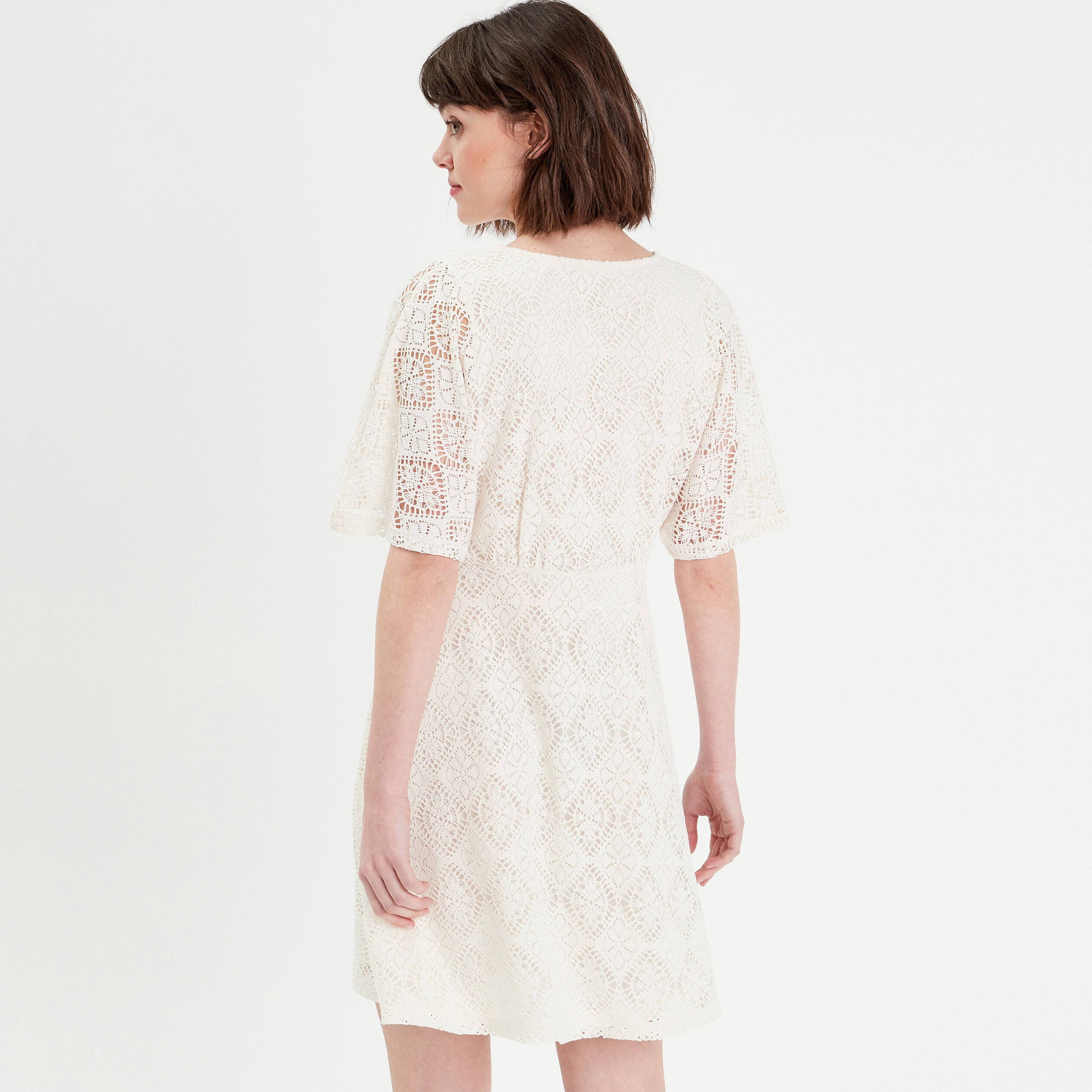 Robe &eacute;vas&eacute;e dentelle ecru femme
