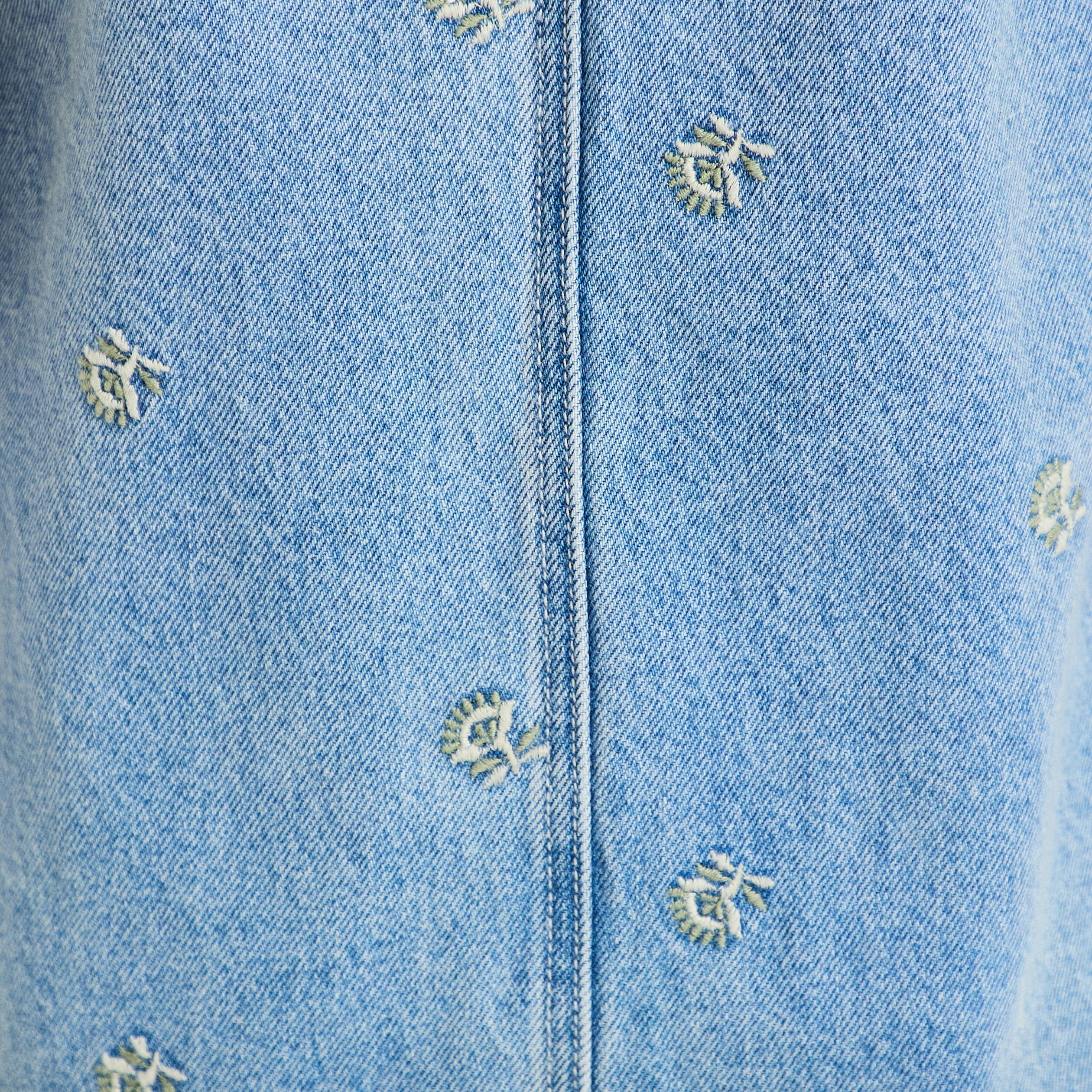 Robe courte &eacute;vas&eacute;e en jean sans manches bleu femme