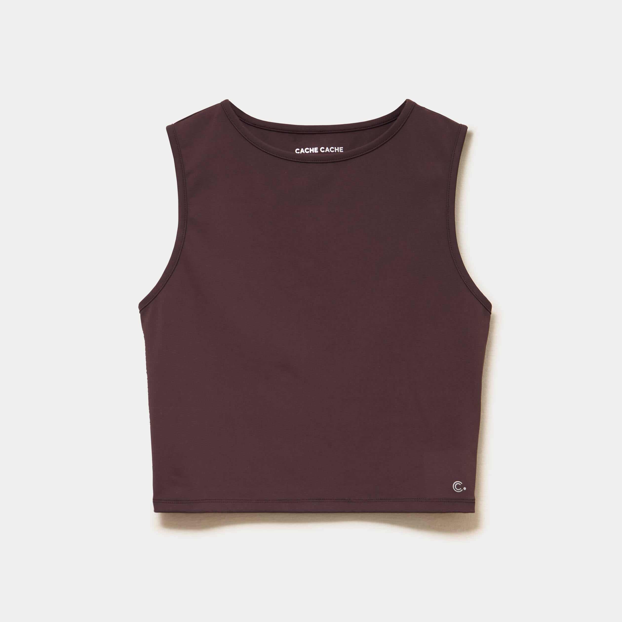 D&eacute;bardeur col rond marron fonc&eacute; femme