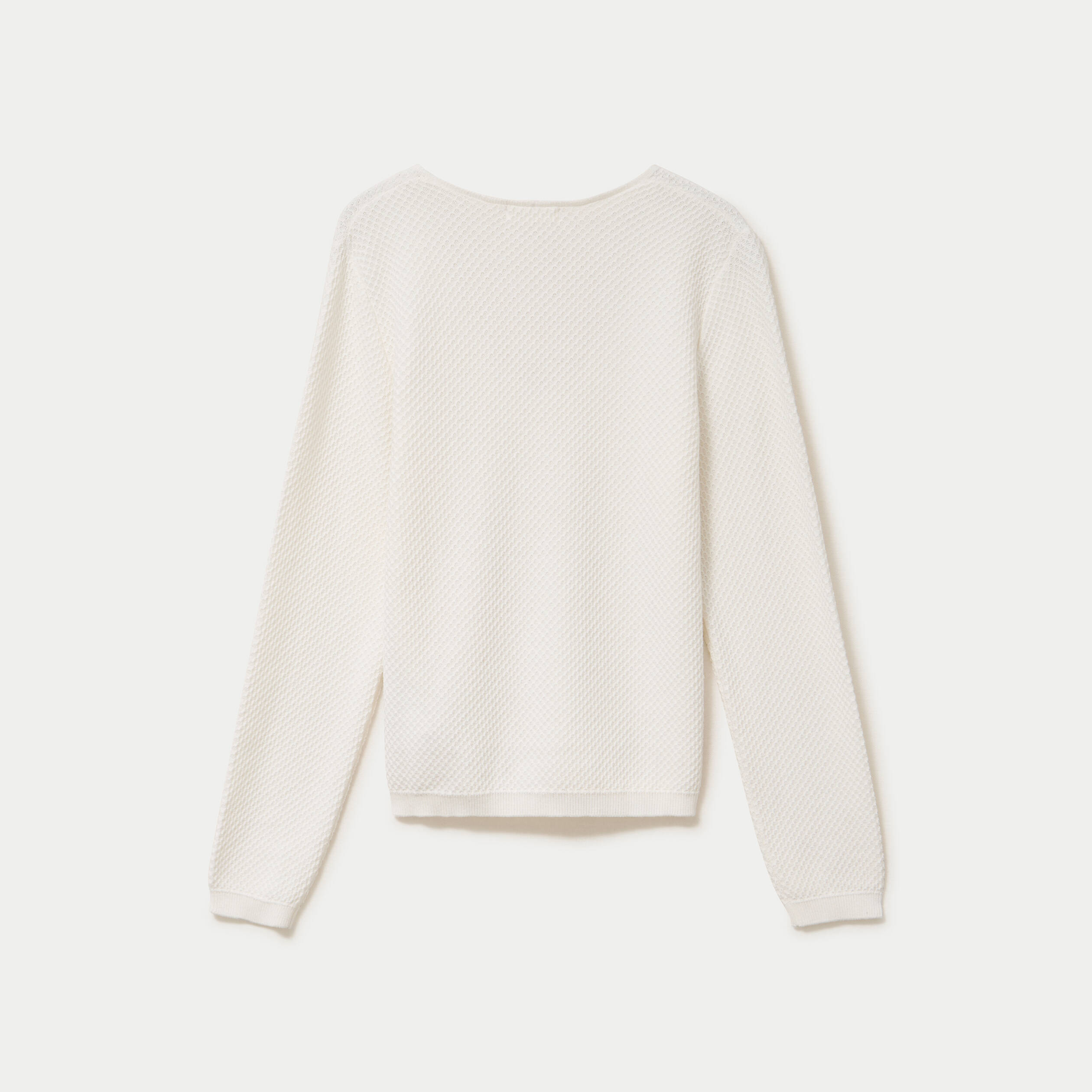 Pull col v manches longues ecru femme