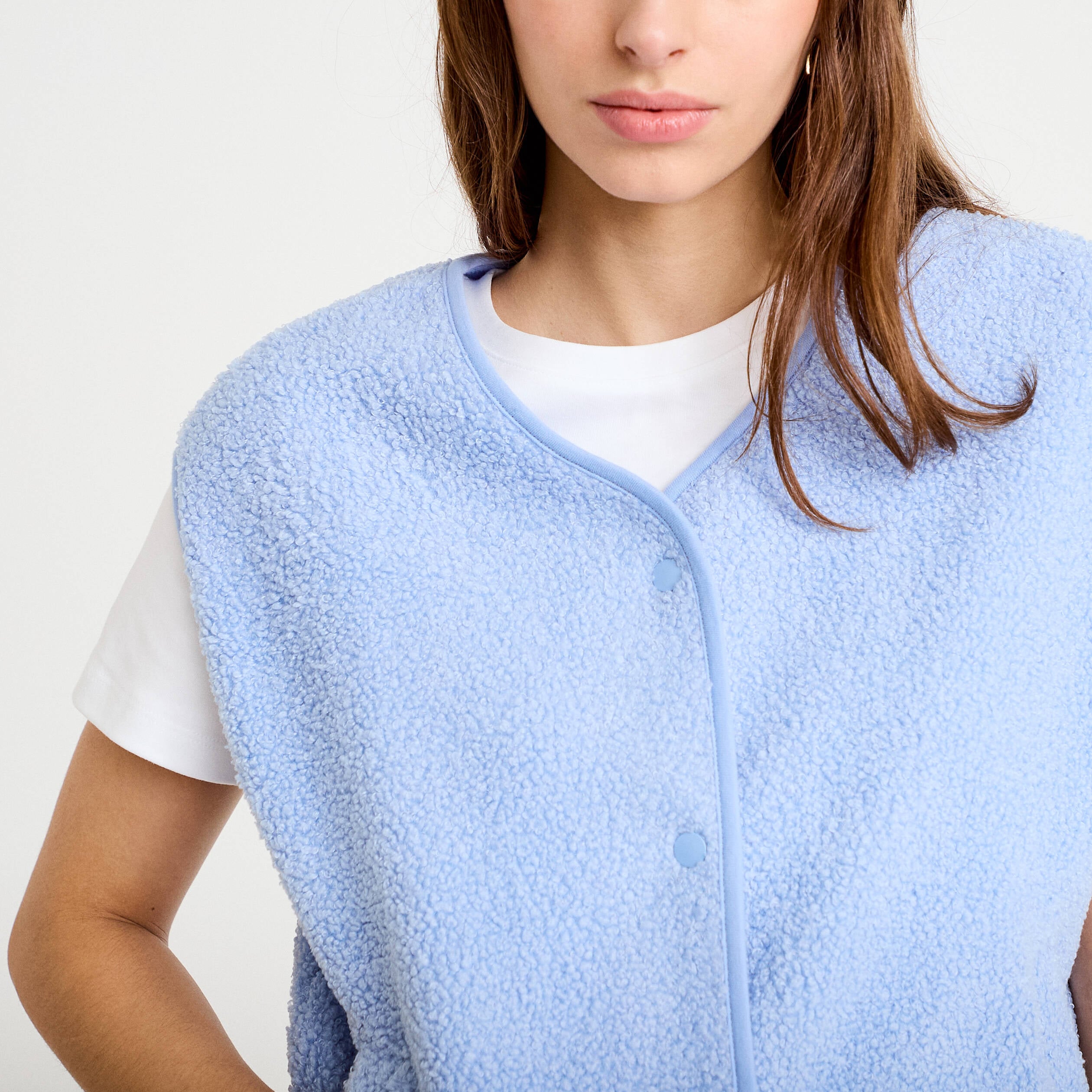 Gilet sans manches effet polaire bleu clair femme