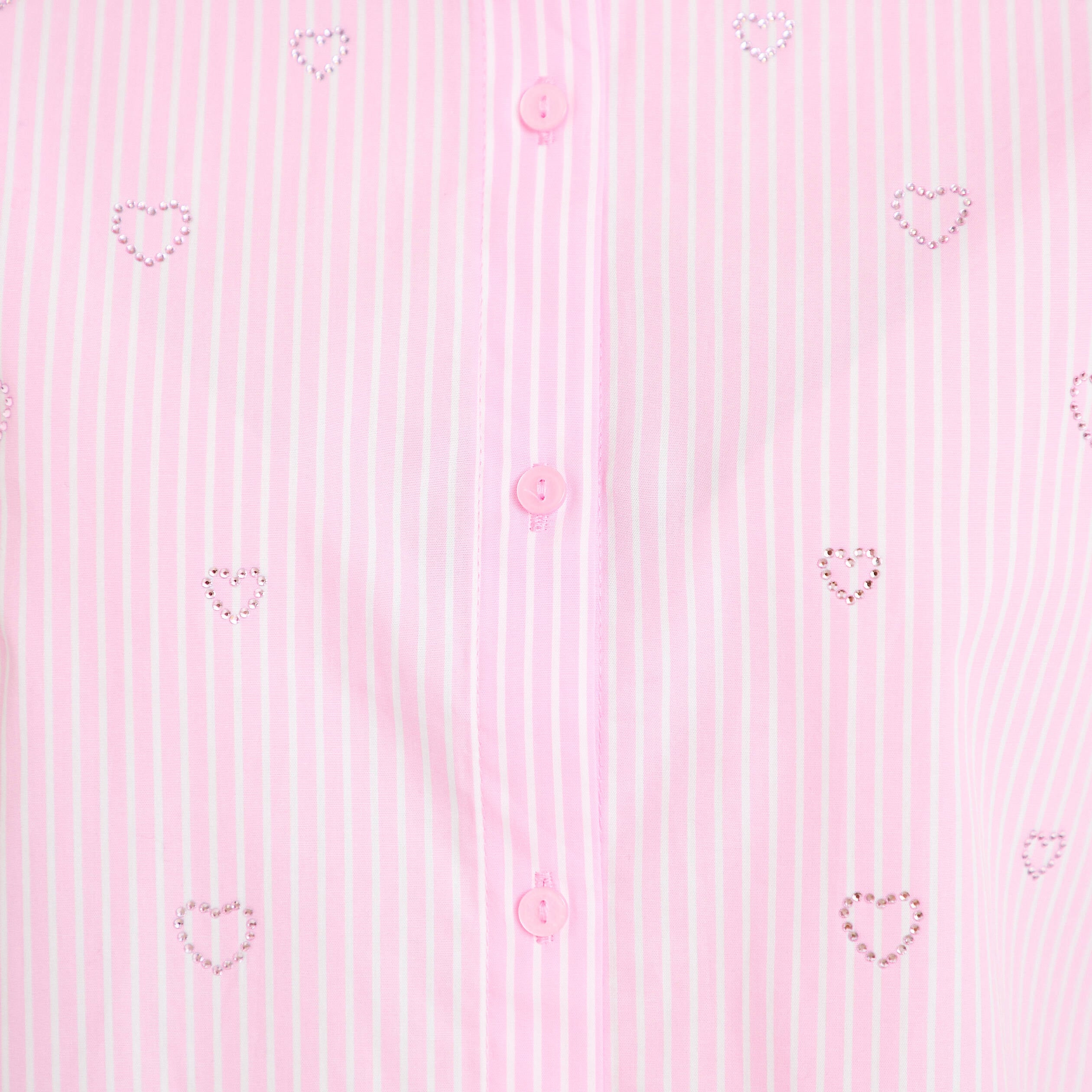 Chemise droite col am&eacute;ricain strass rose femme