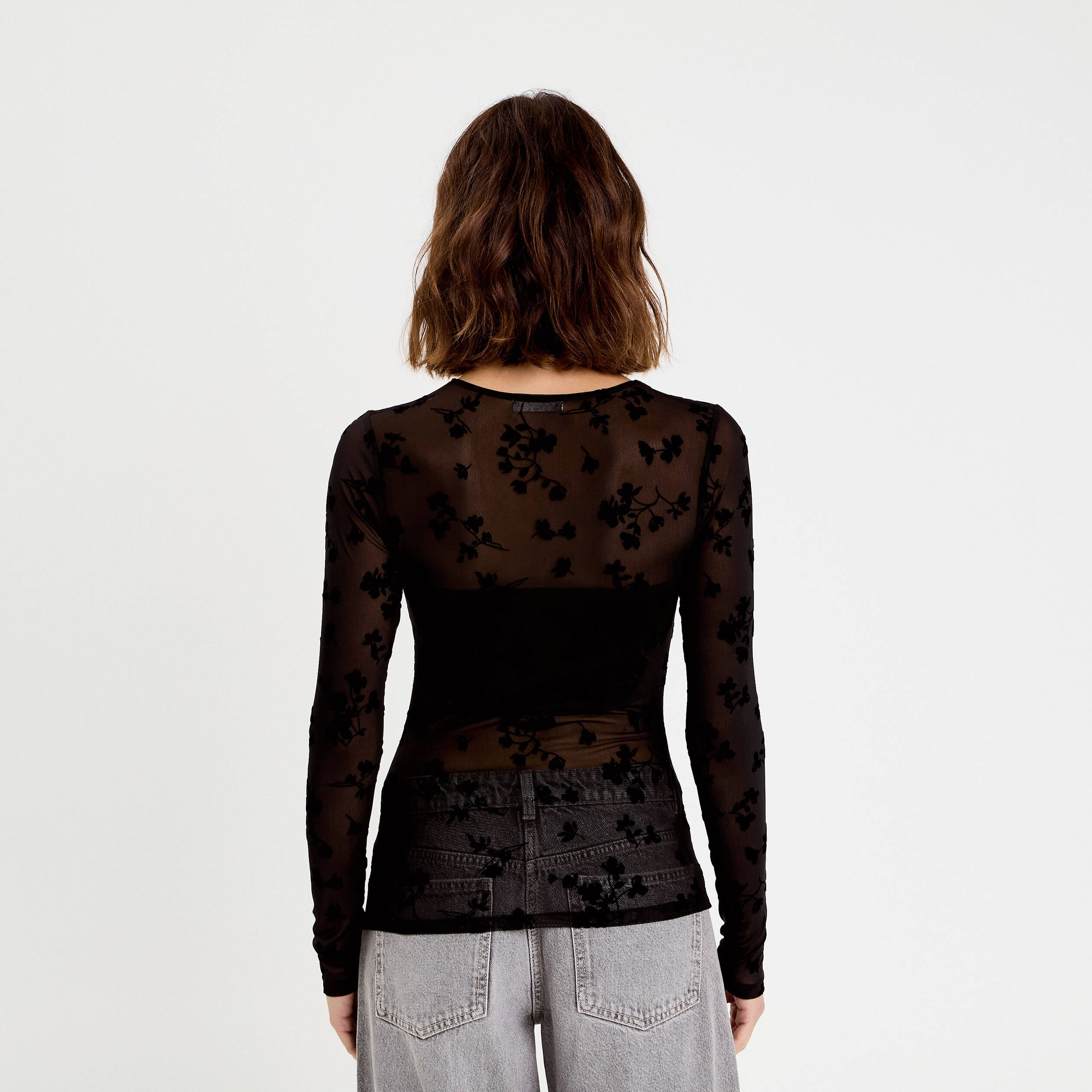 T-shirt ajust&eacute; manches longues noir femme