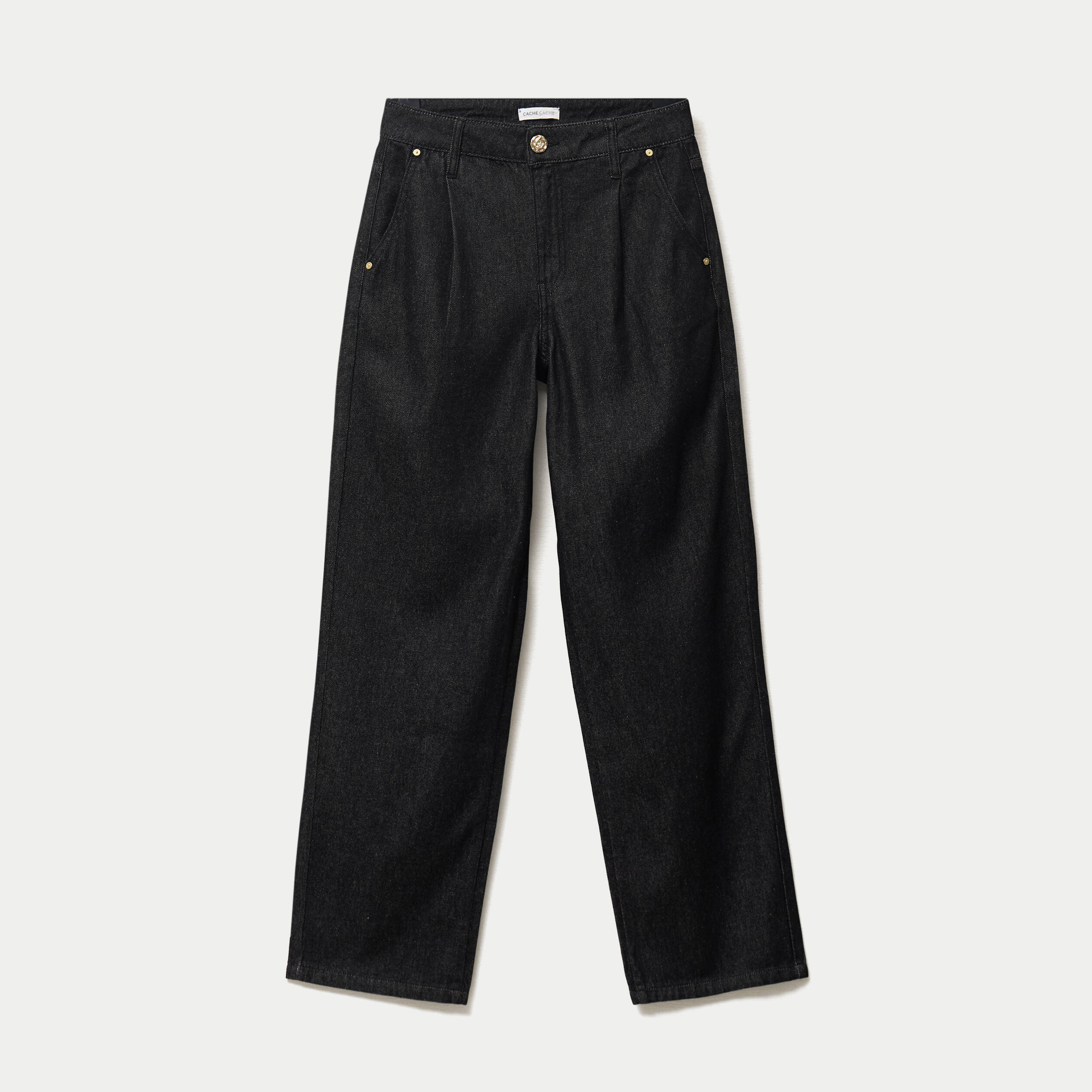 Jean wide leg taille haute denim noir femme