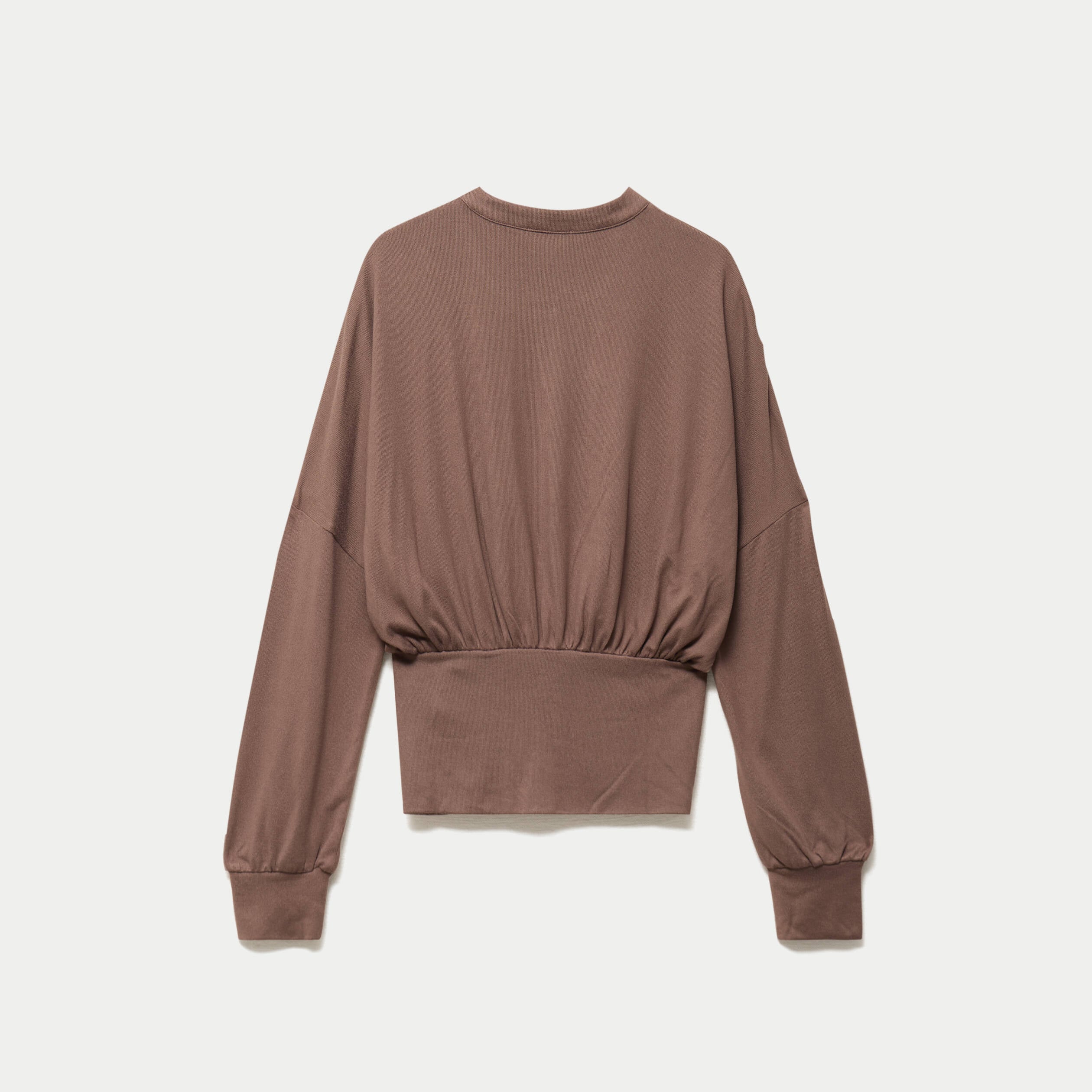Gilet bas resserr&eacute; manches longues marron clair femme