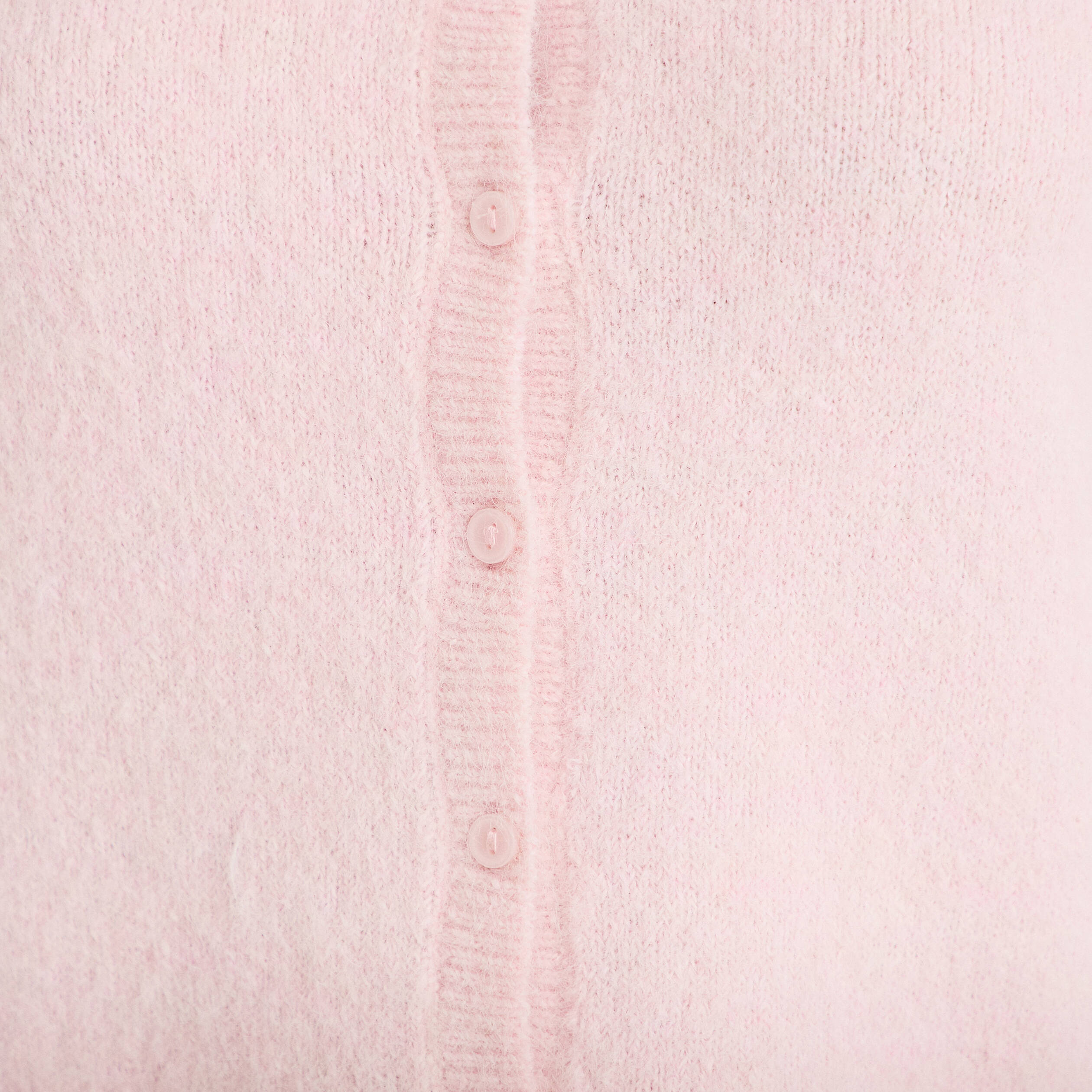Gilet col rond manches longues rose clair femme