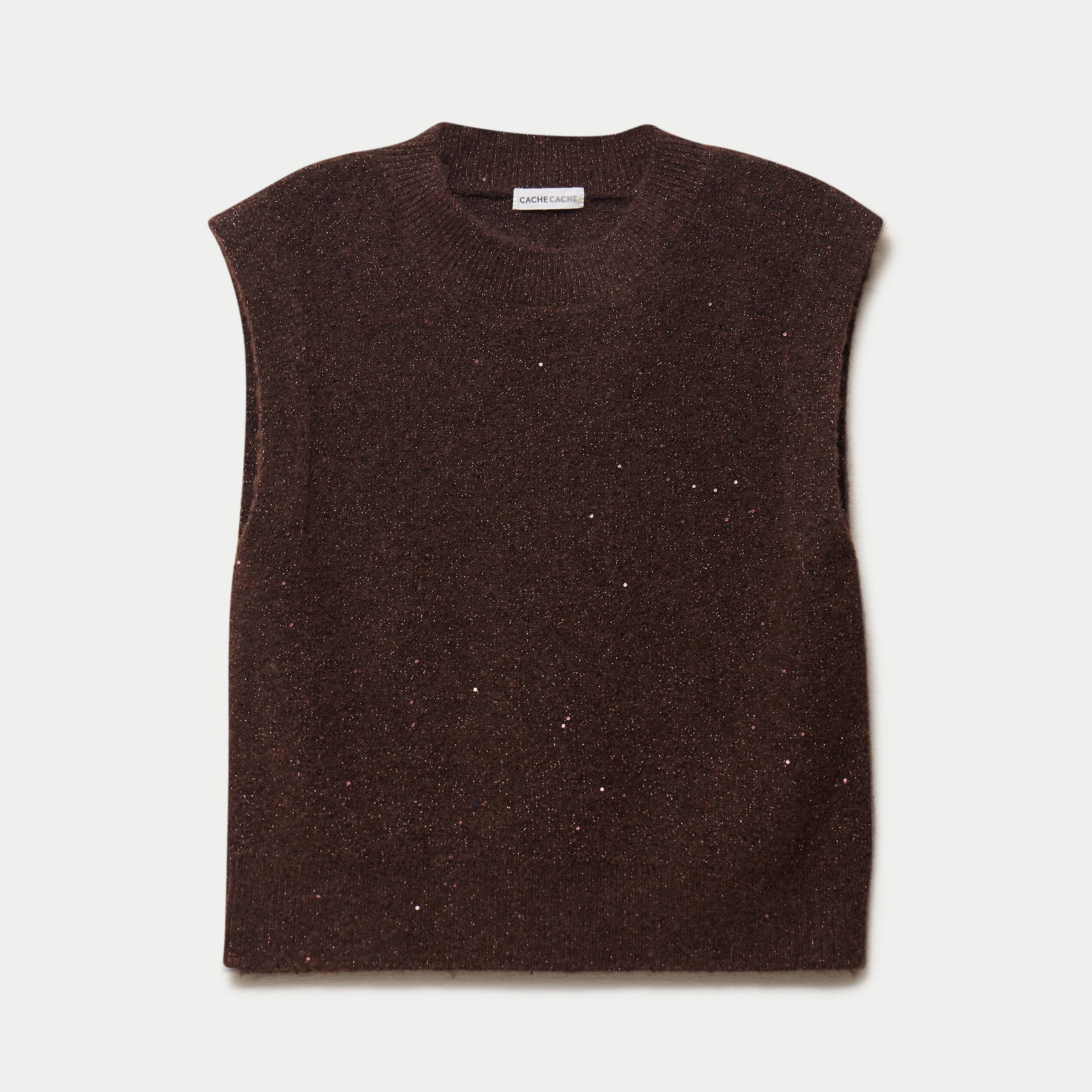 D&eacute;bardeur col rond avec sequin bordeaux femme