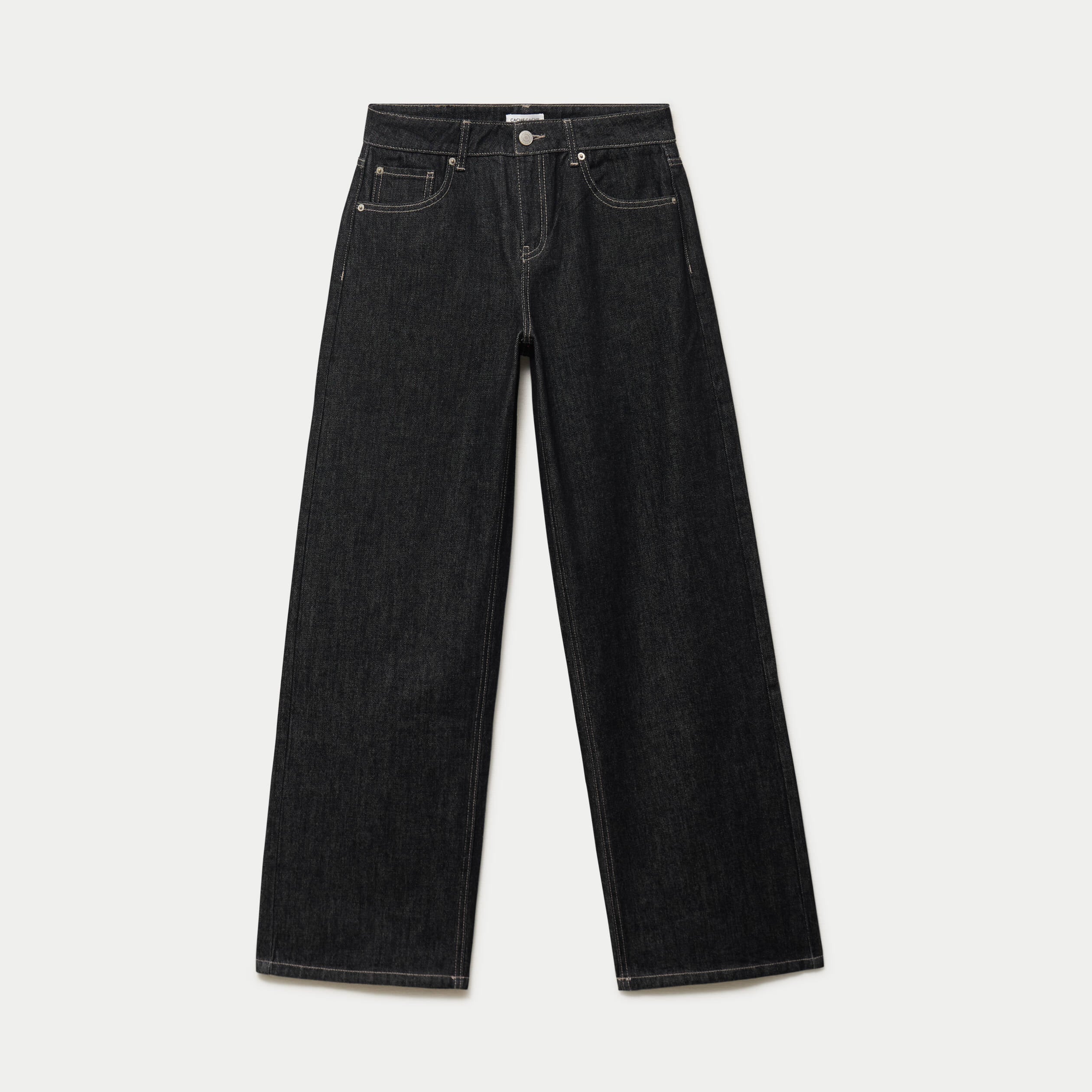 Jean wide leg taille basse denim noir femme