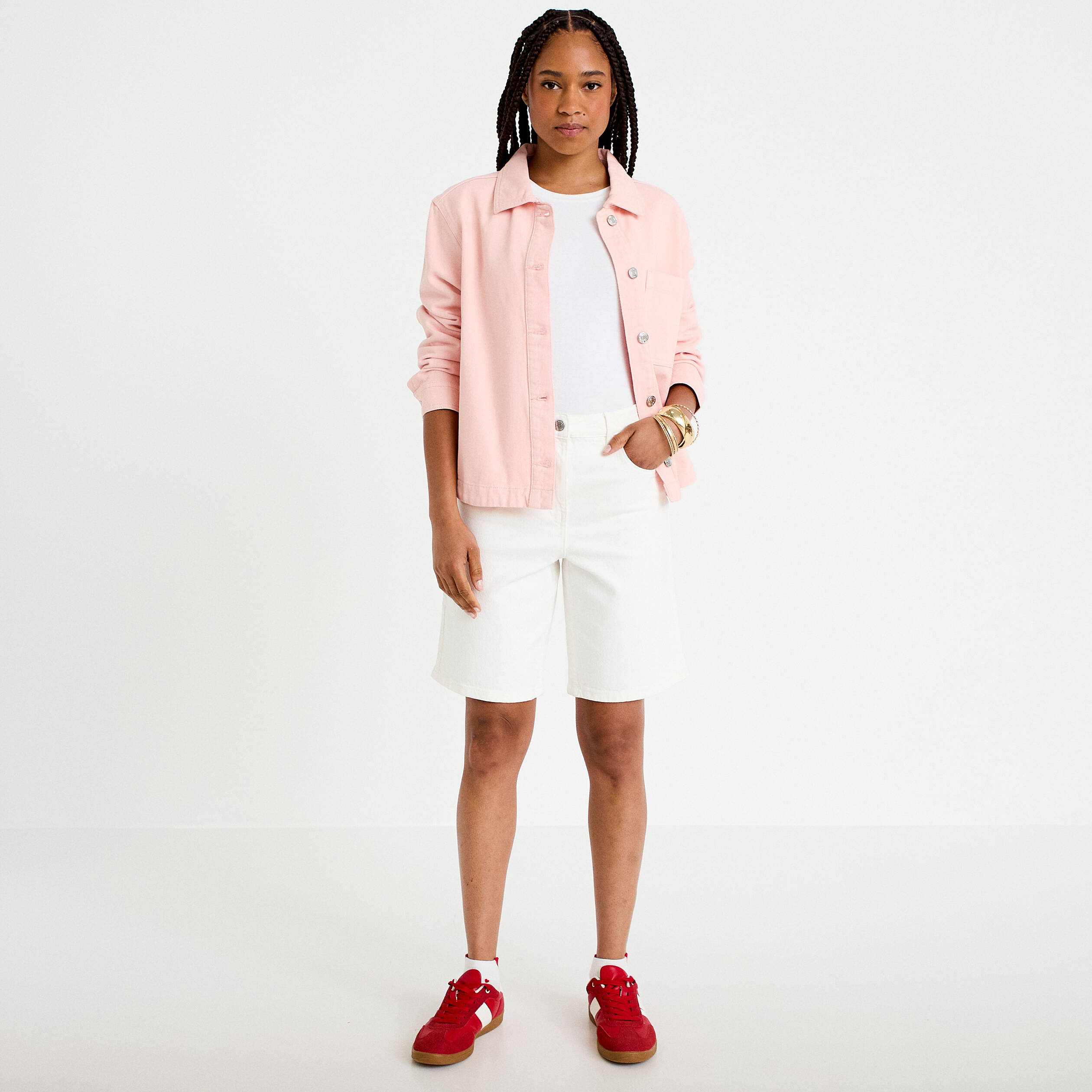 Bermuda en jean denim blanc femme