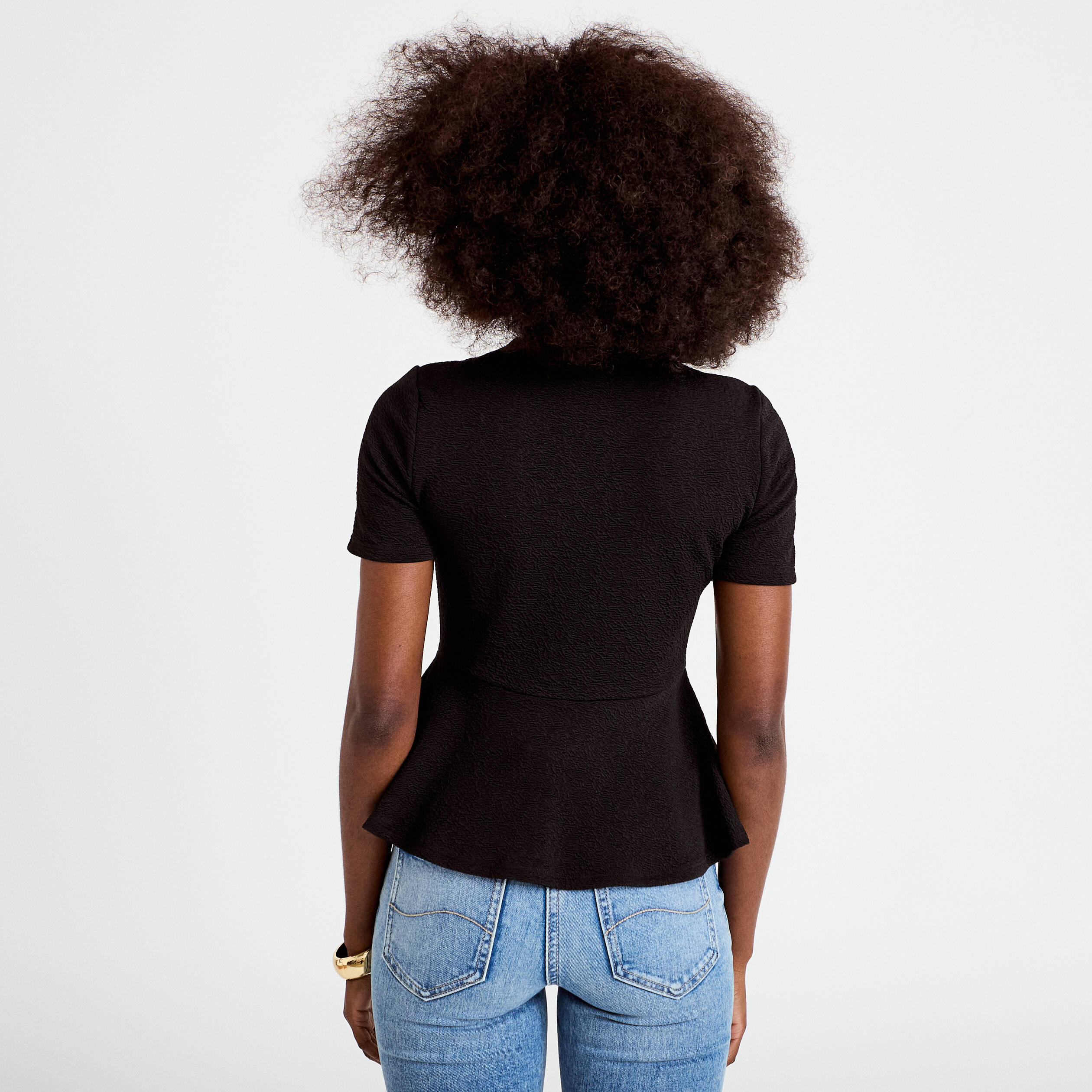 Top cintr&eacute; p&eacute;plum noir femme