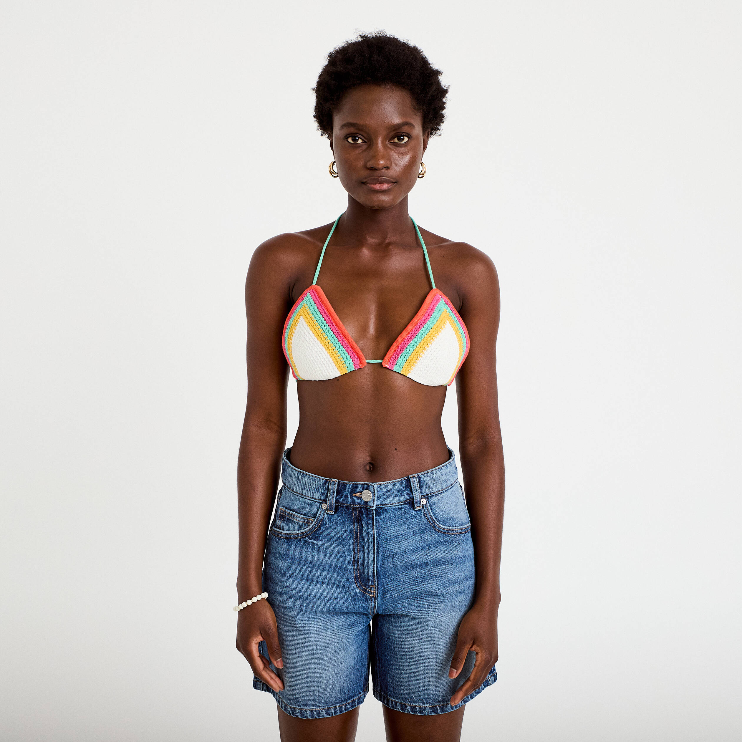 Haut de maillot de bain en crochet rouge femme