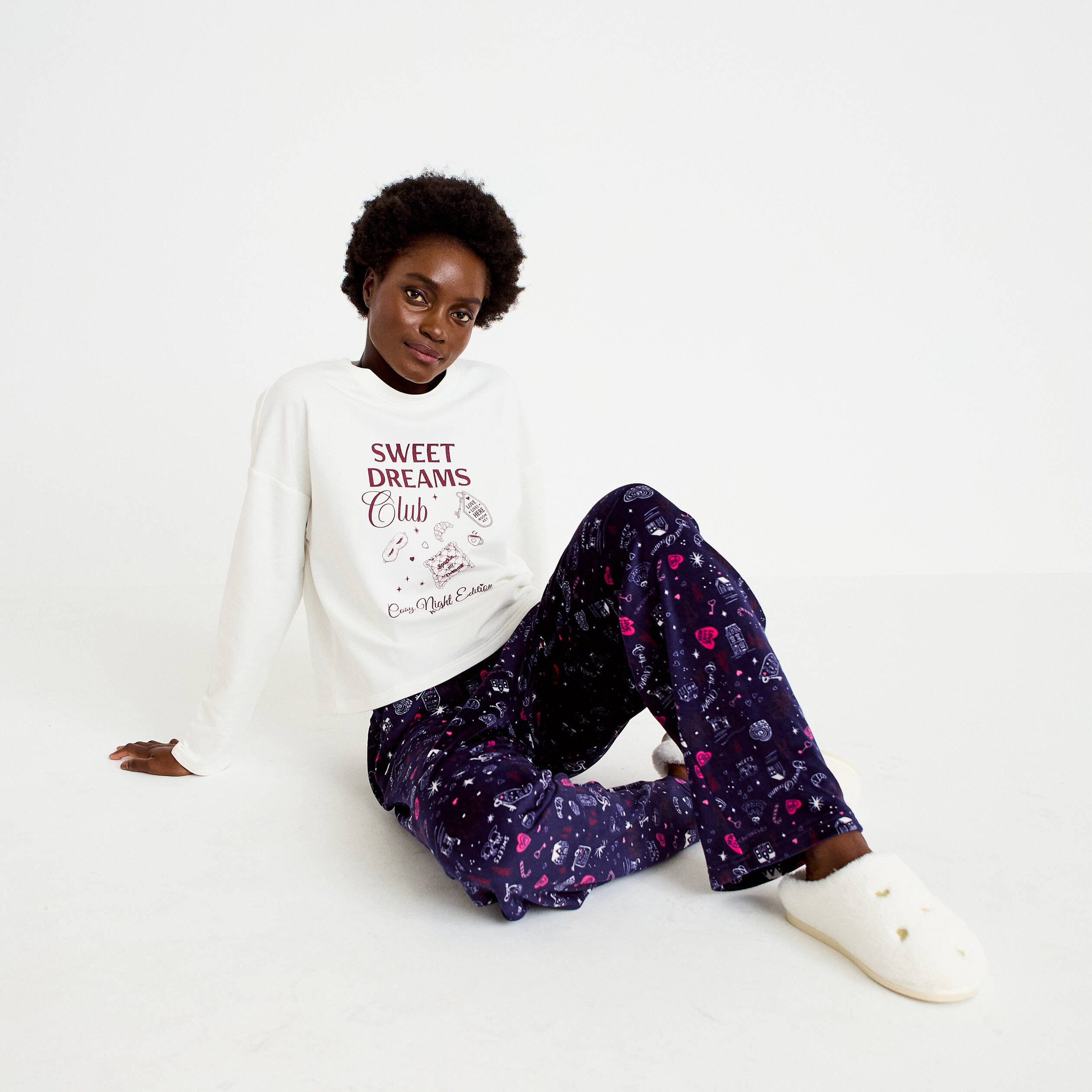 Lot de 2 pyjamas manches longues bleu femme