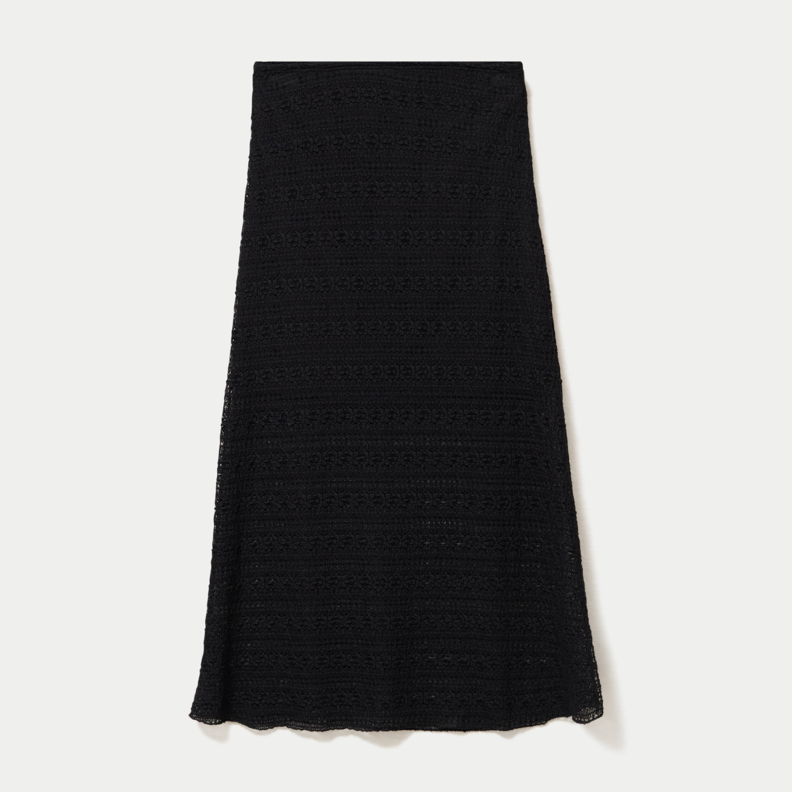 Jupe longue droite en dentelle noir femme