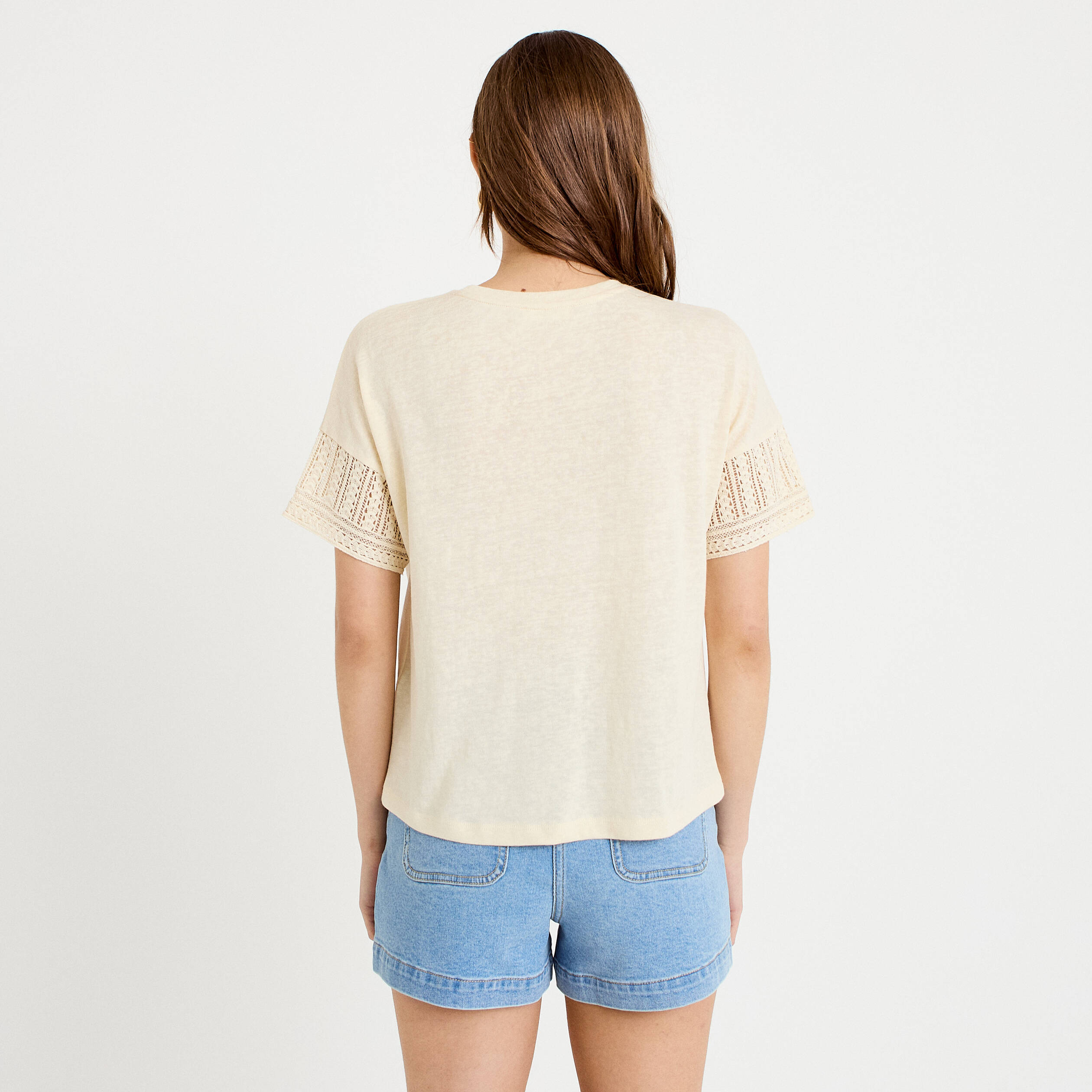 T-shirt manches courtes ecru femme