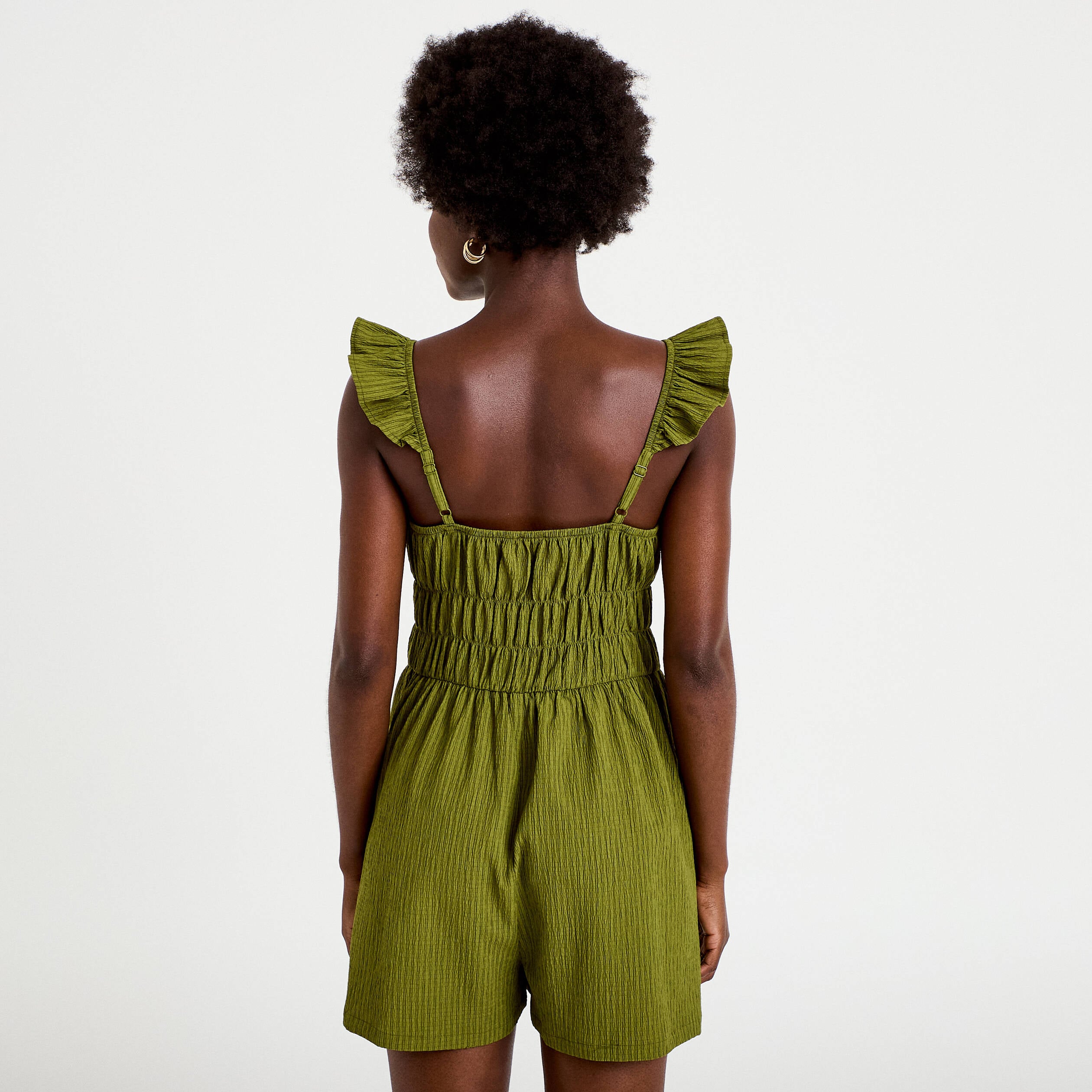 Combishort coupe flare vert kaki femme