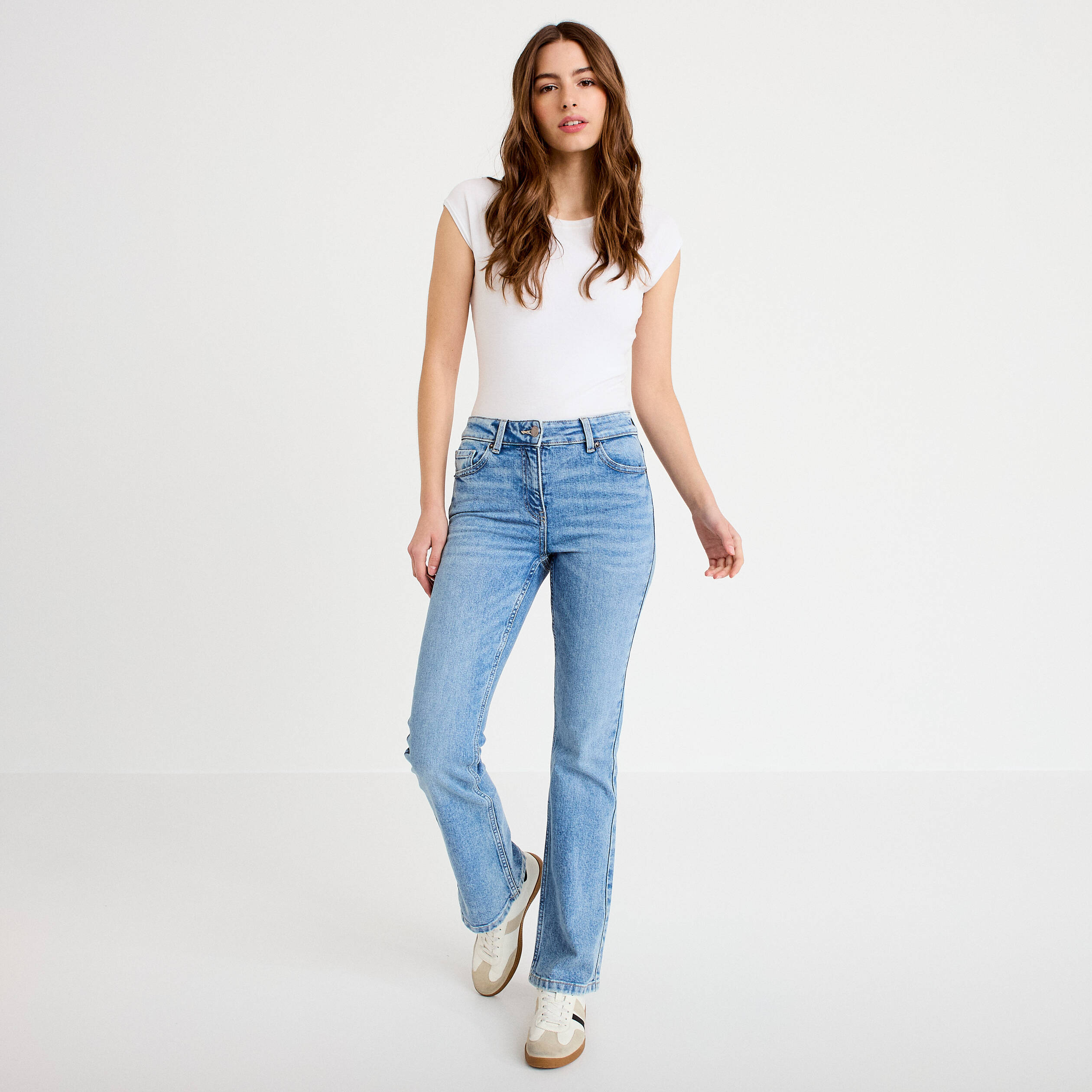 Jeans flare denim triple stone femme