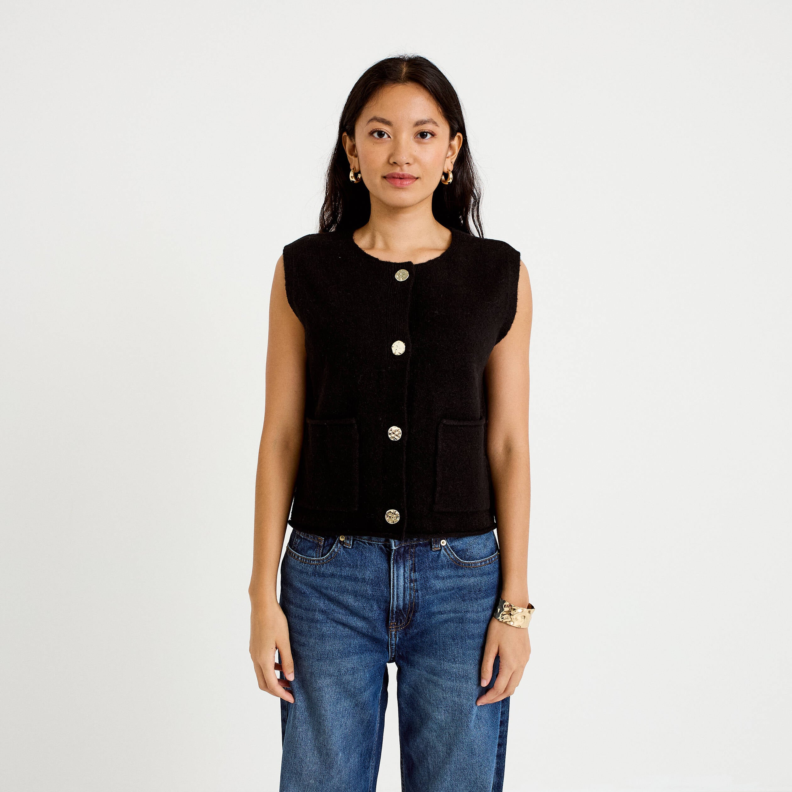 Gilet sans manches noir femme