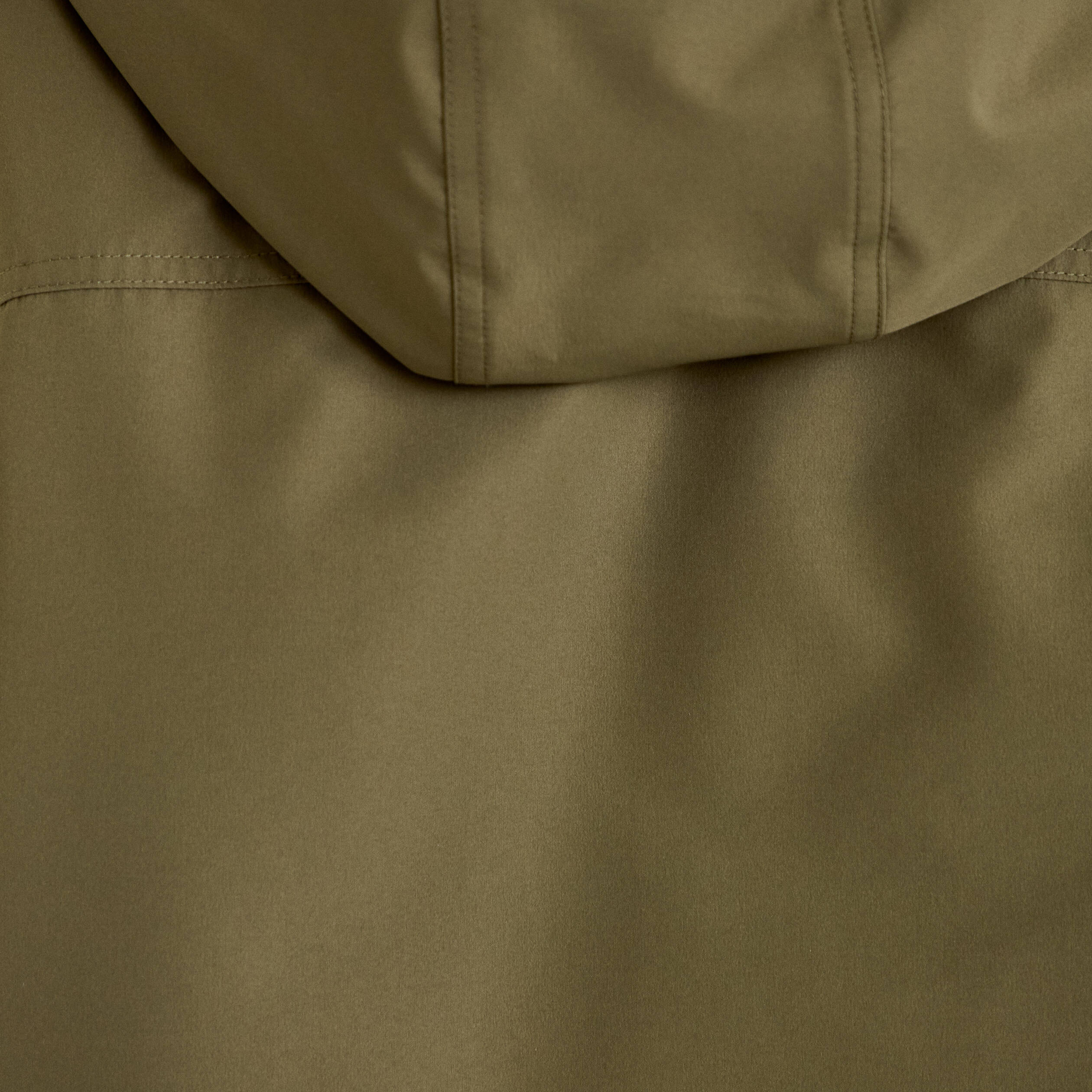 Veste courte bas resserr&eacute; &agrave; capuche vert kaki femme