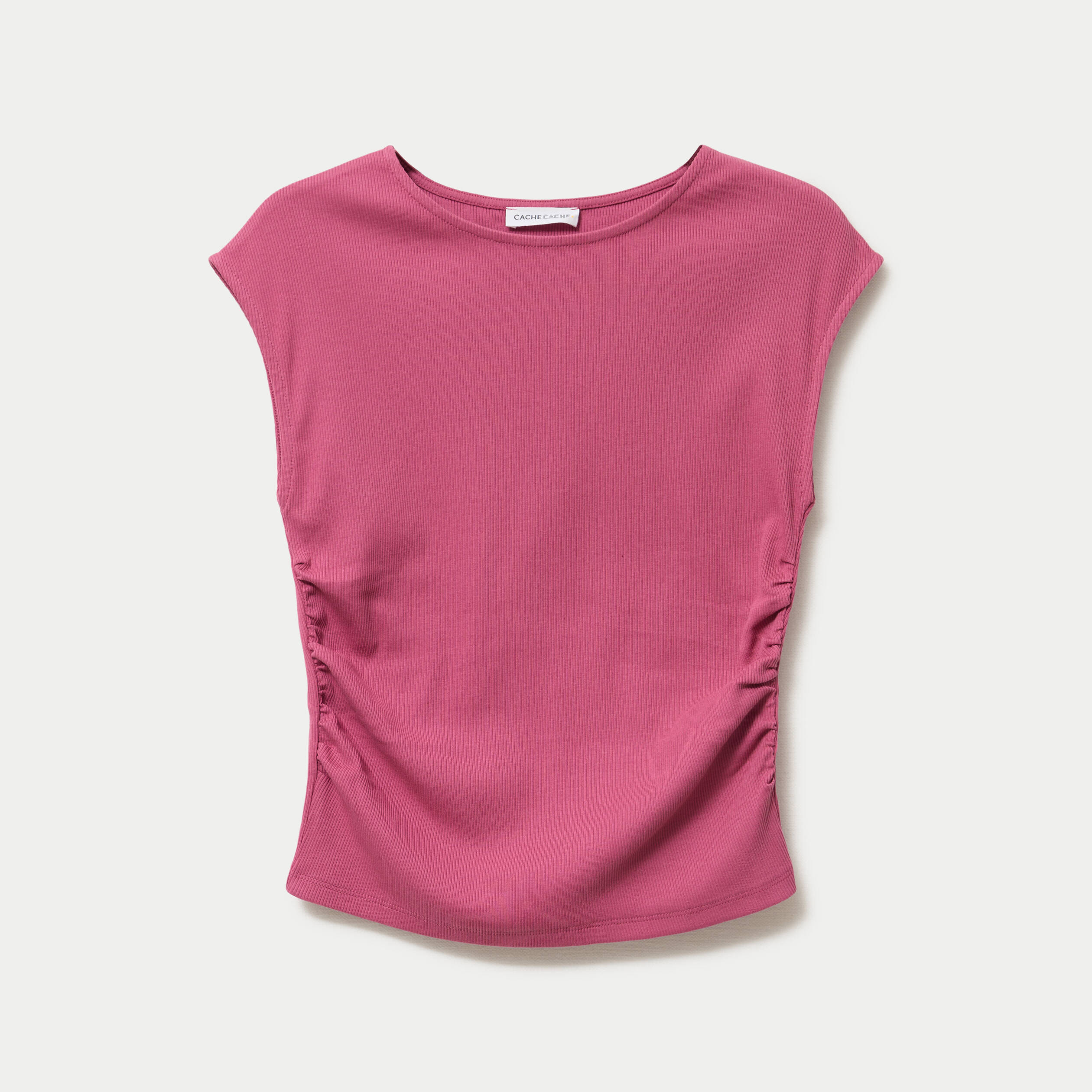 D&eacute;bardeur ajust&eacute; col rond prune femme