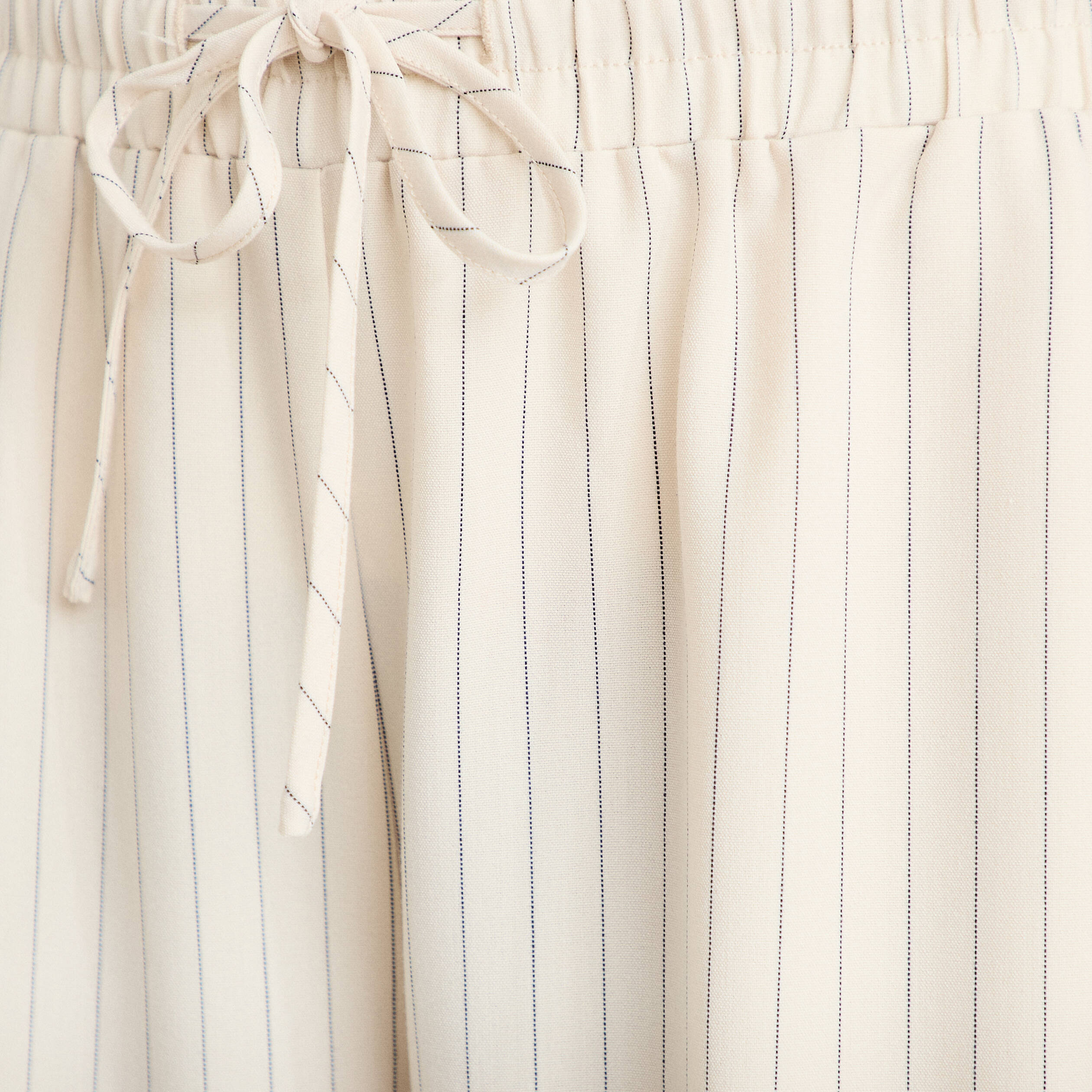 Pantalon large taille &eacute;lastiqu&eacute;e blanc femme