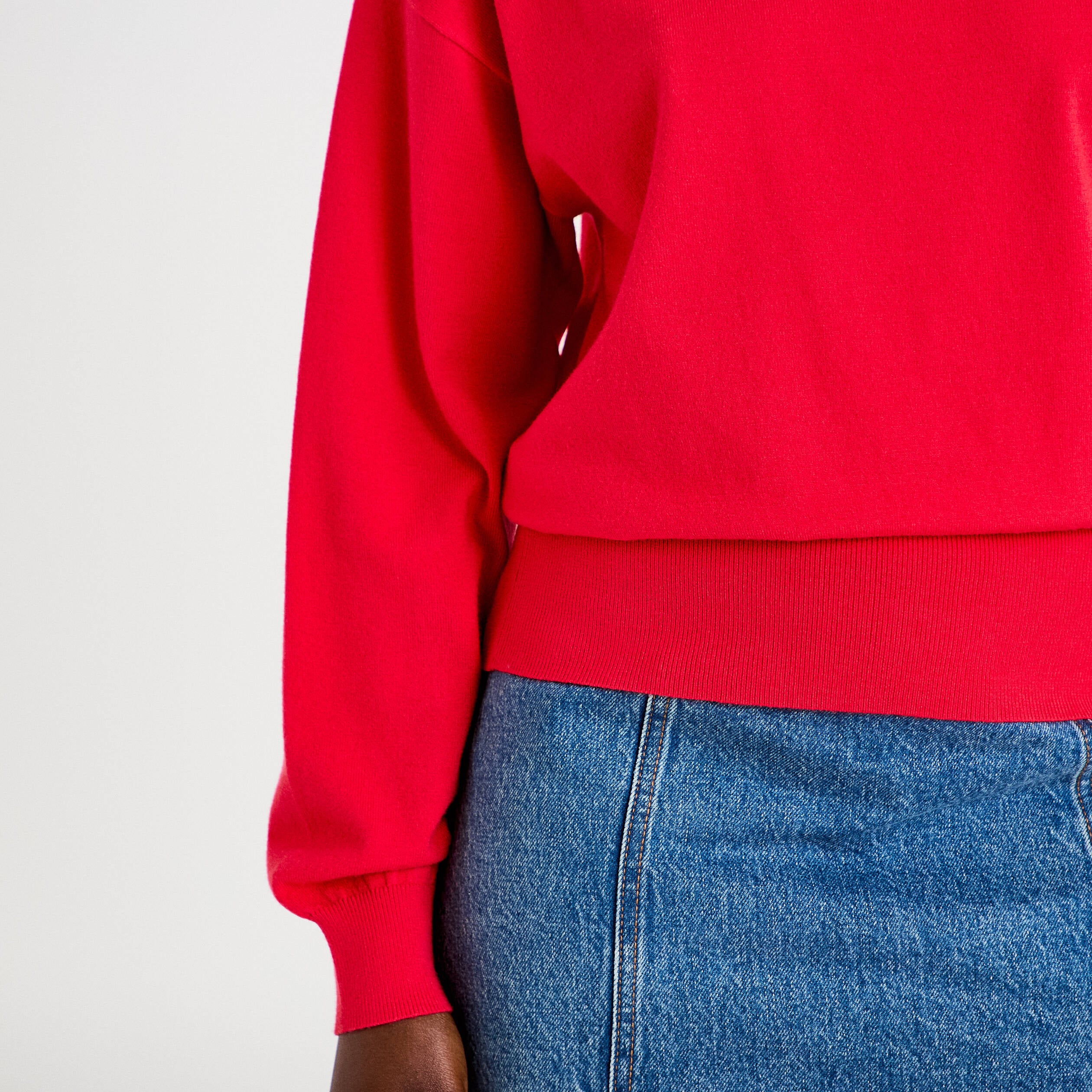 Pull ample manches longues fin rouge femme