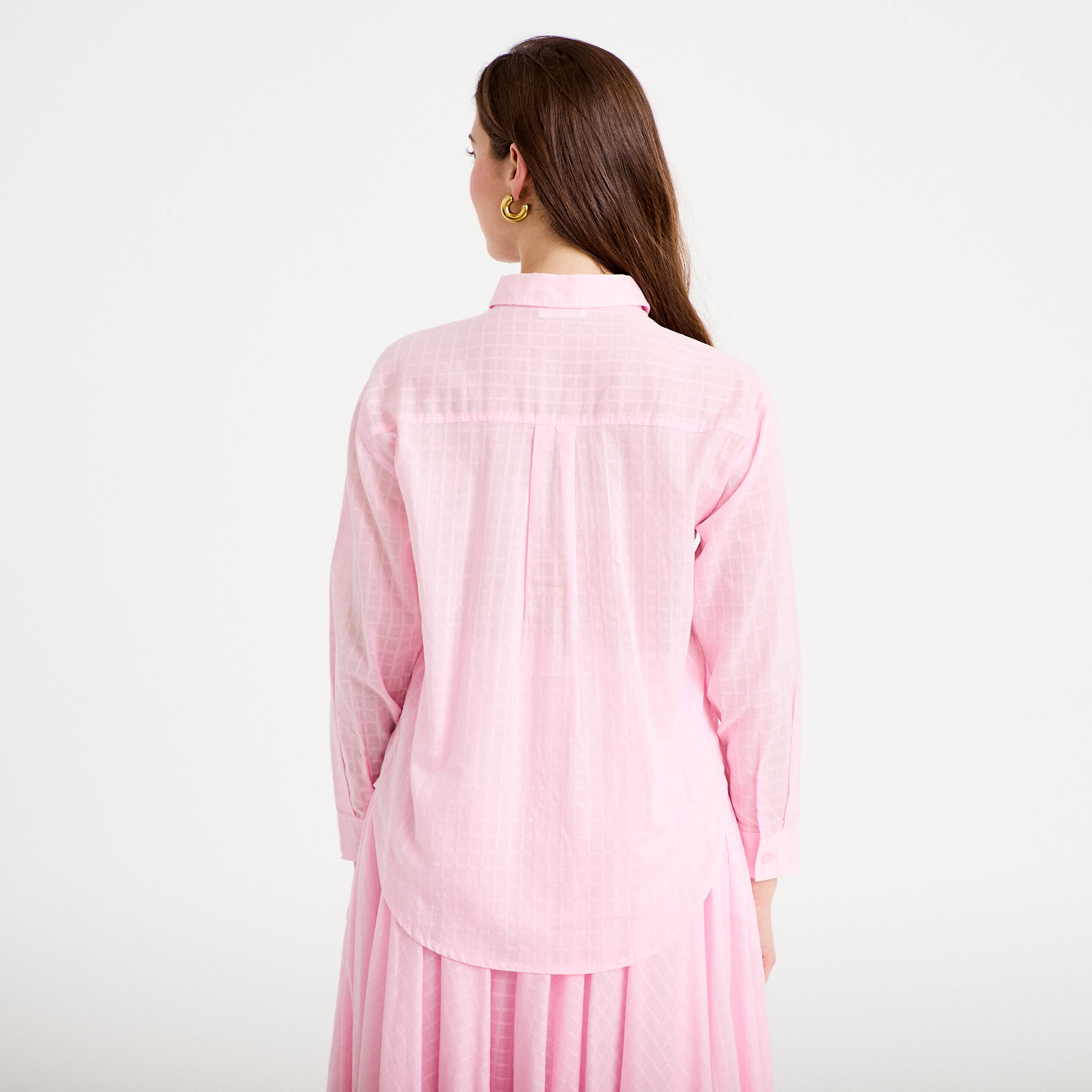 Chemise manches longues rose clair femme
