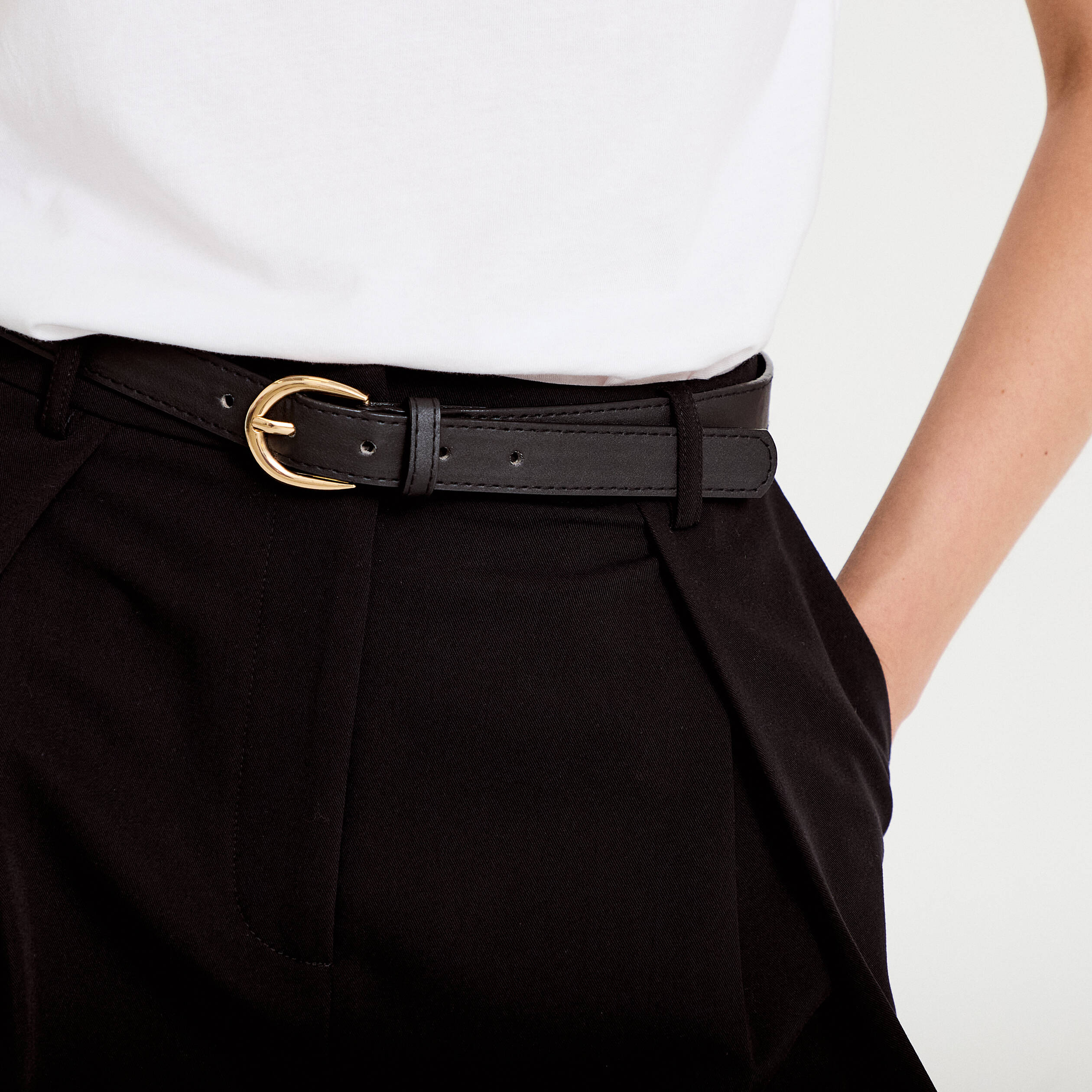 Pantalon bootcut ceinture amovible noir femme