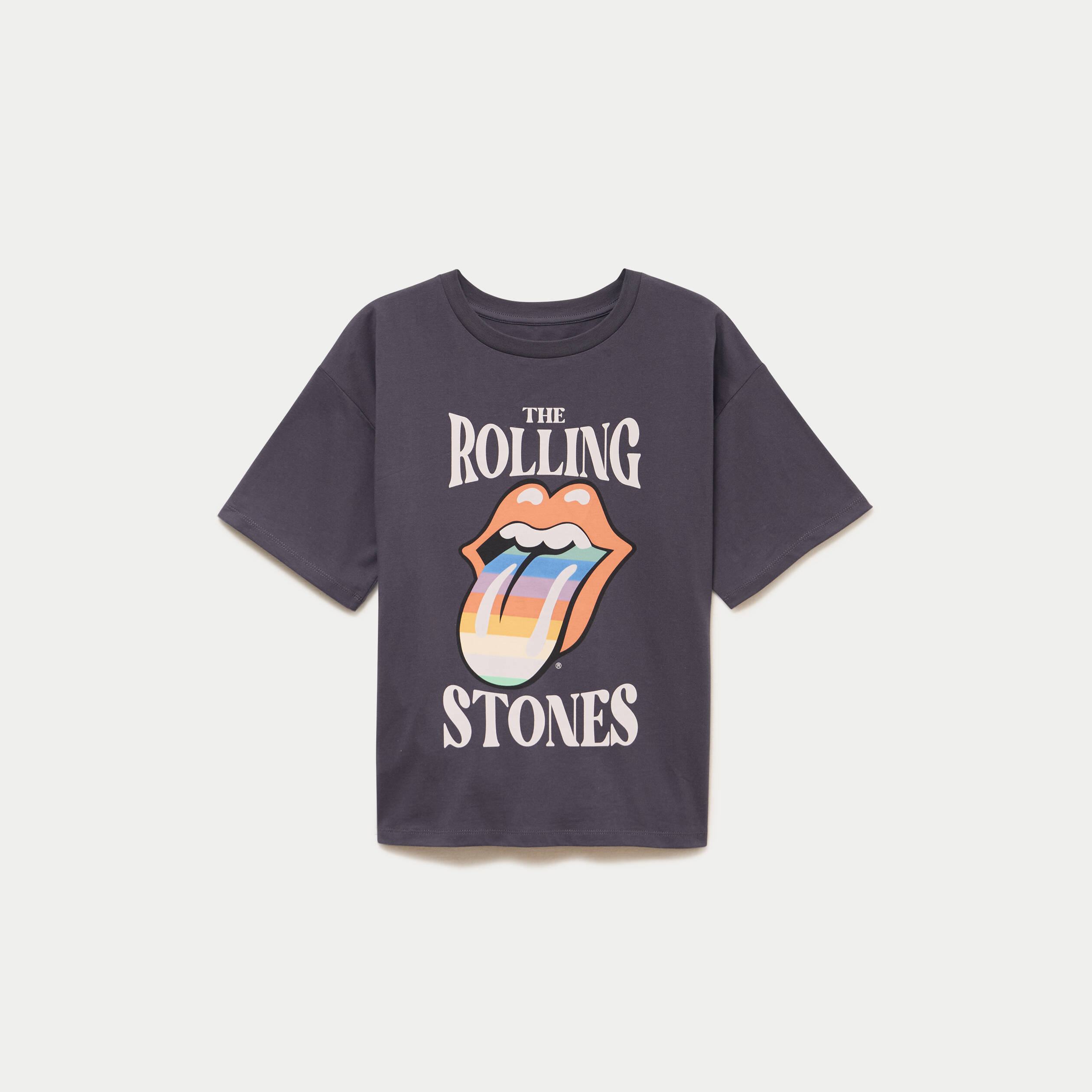 T-shirt oversize manches courtes gris fonc&eacute; femme