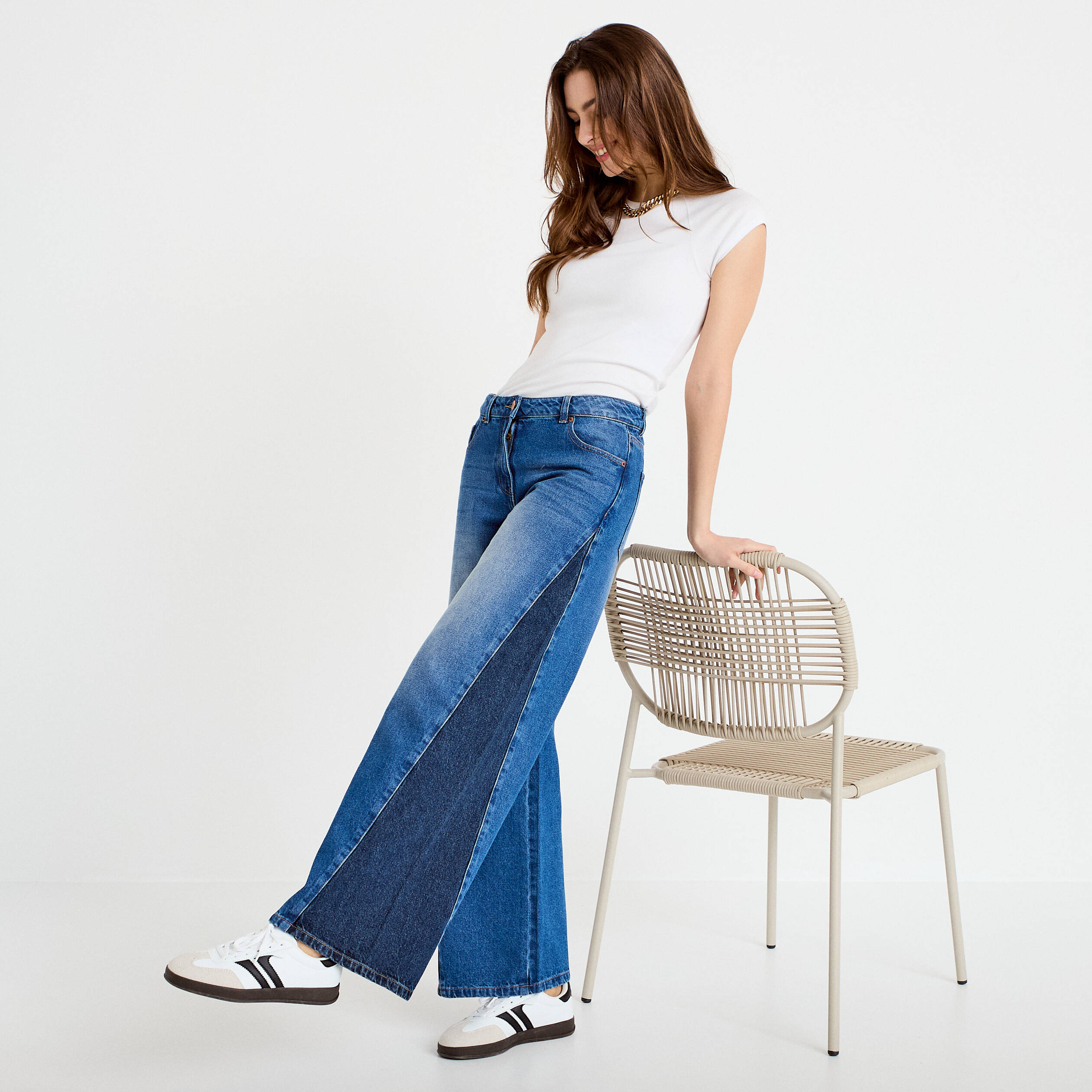 Jean bootcut taille basse denim double stone femme