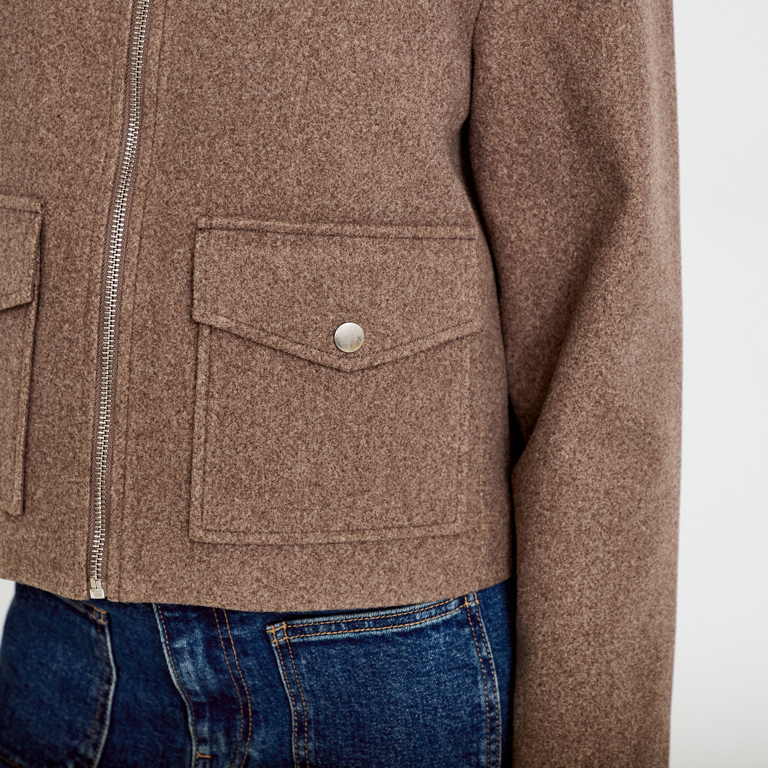 Veste zipp&eacute;e taupe femme