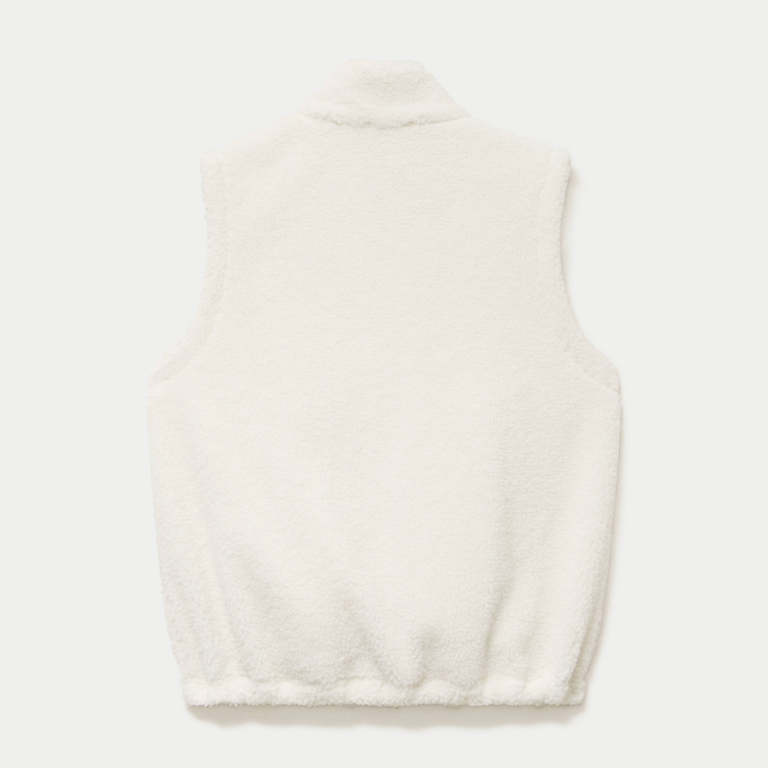 Veste sans manches col montant bouclette ecru femme