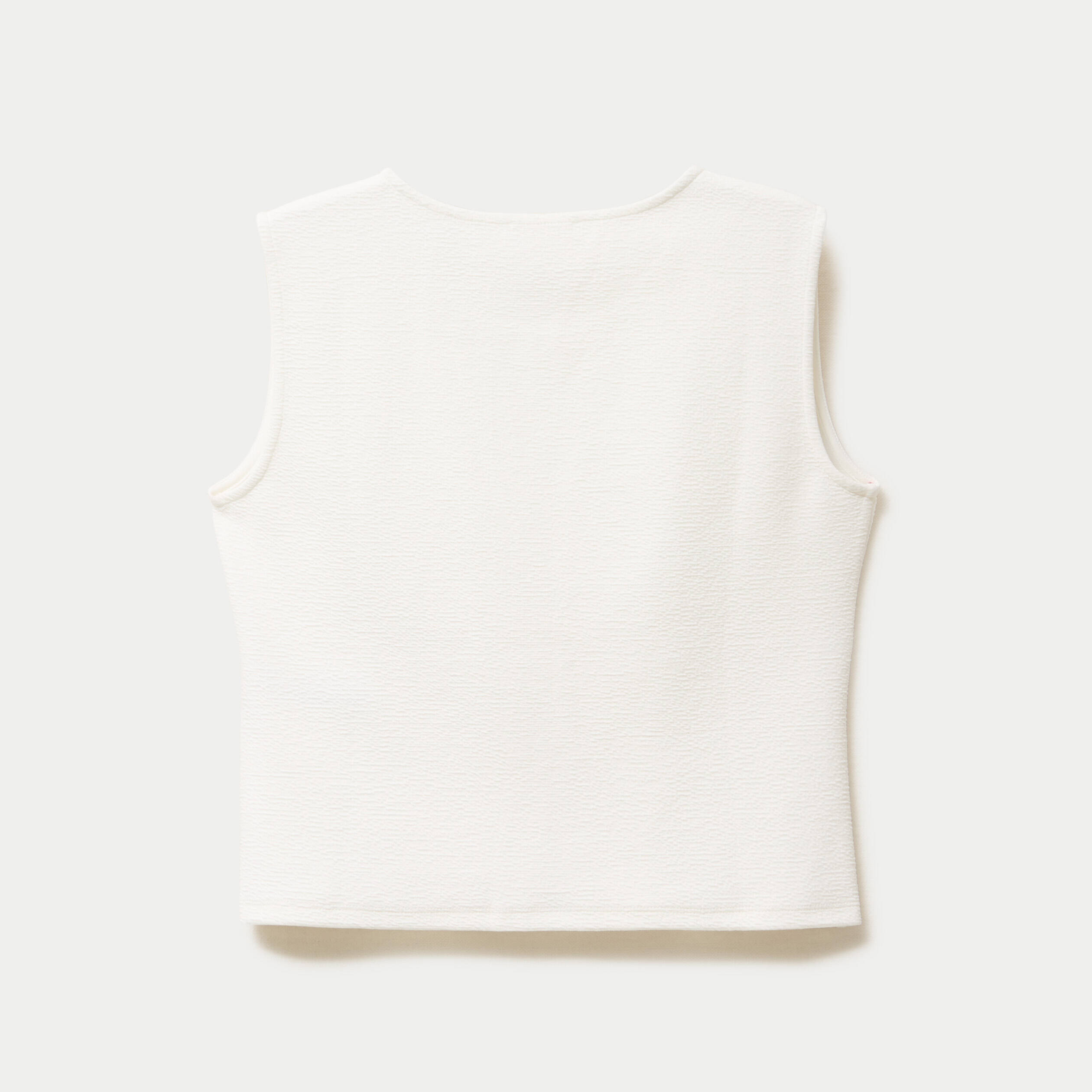 Gilet sans manches col rond ecru femme