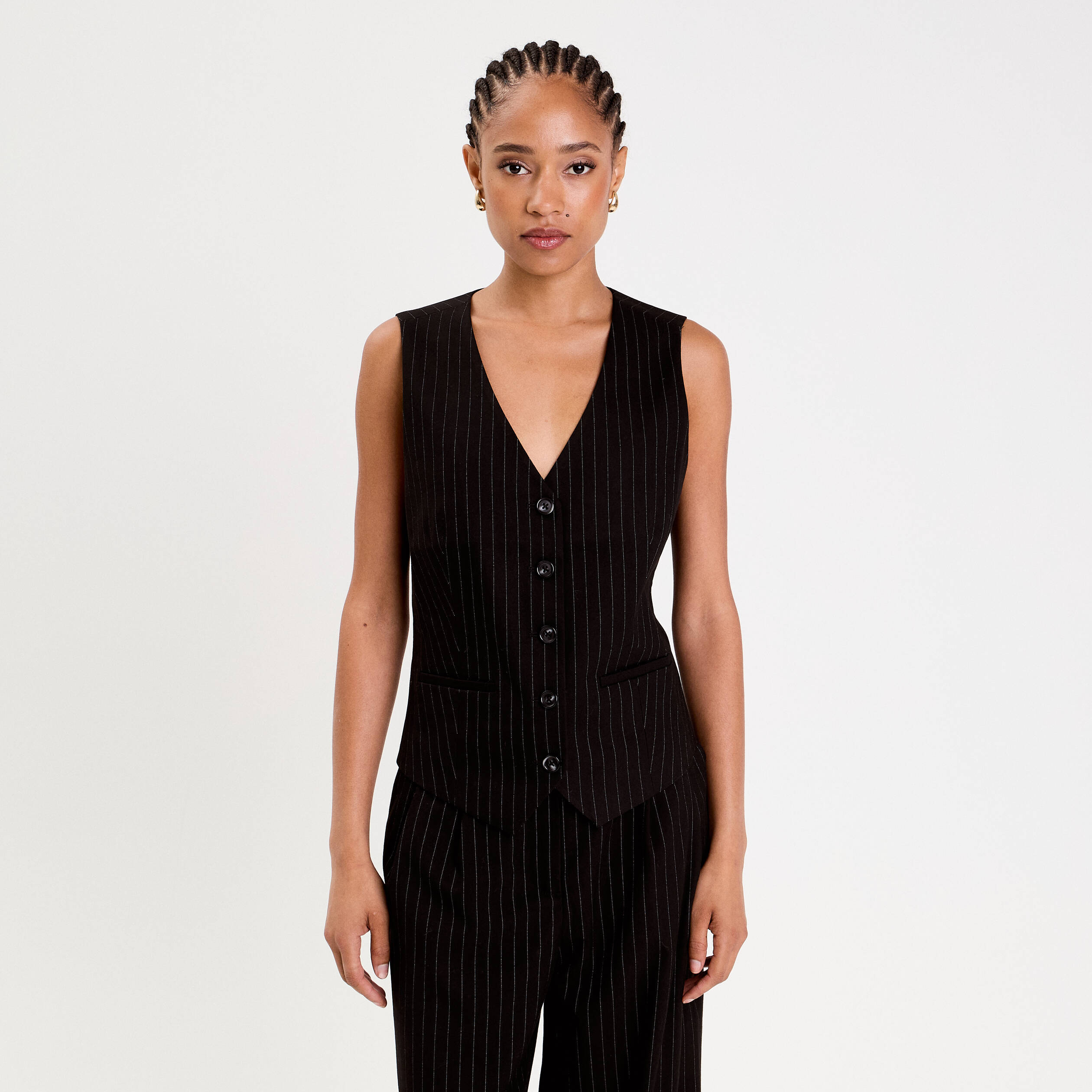 Gilet col V noir femme
