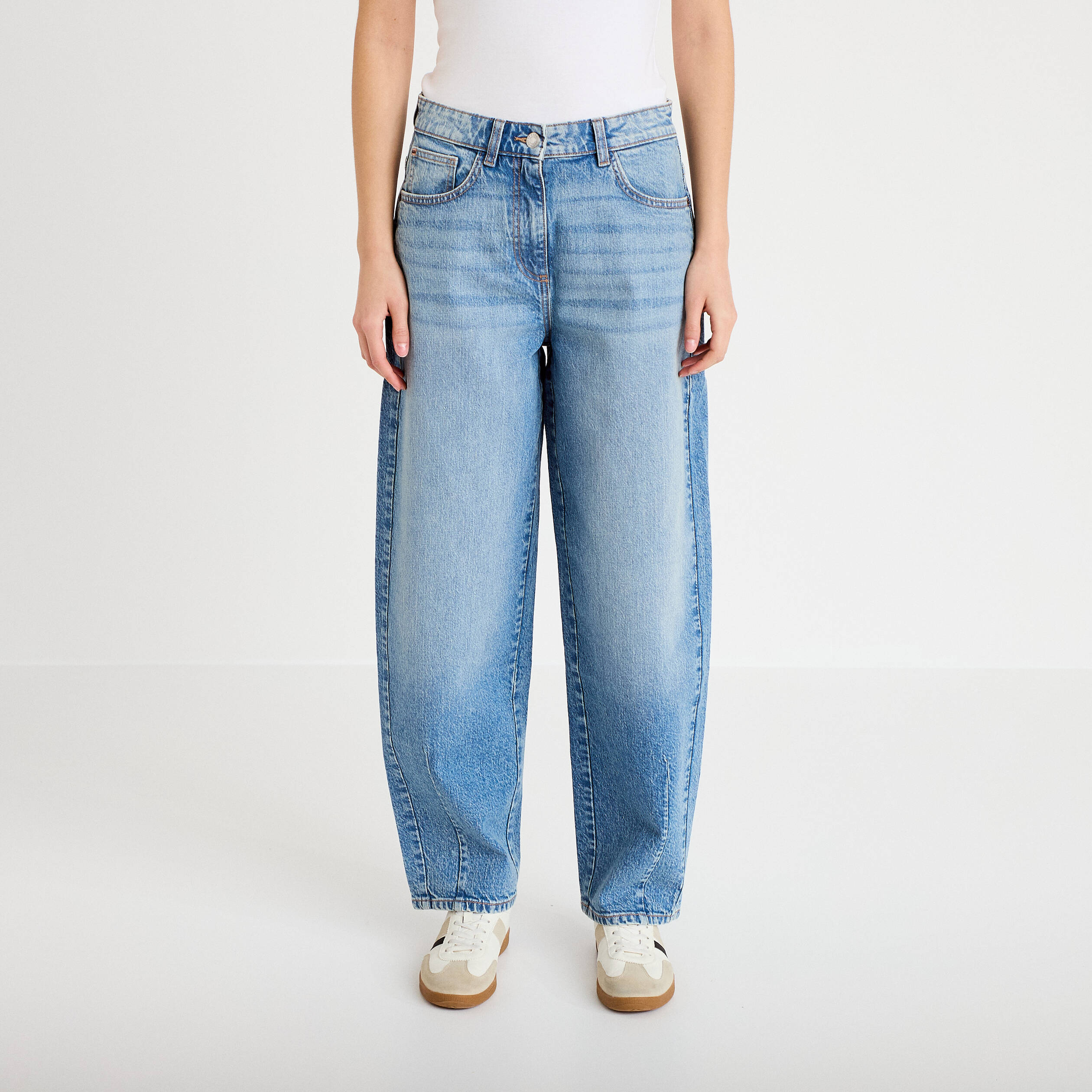 Jeans baggy taille basse denim triple stone femme