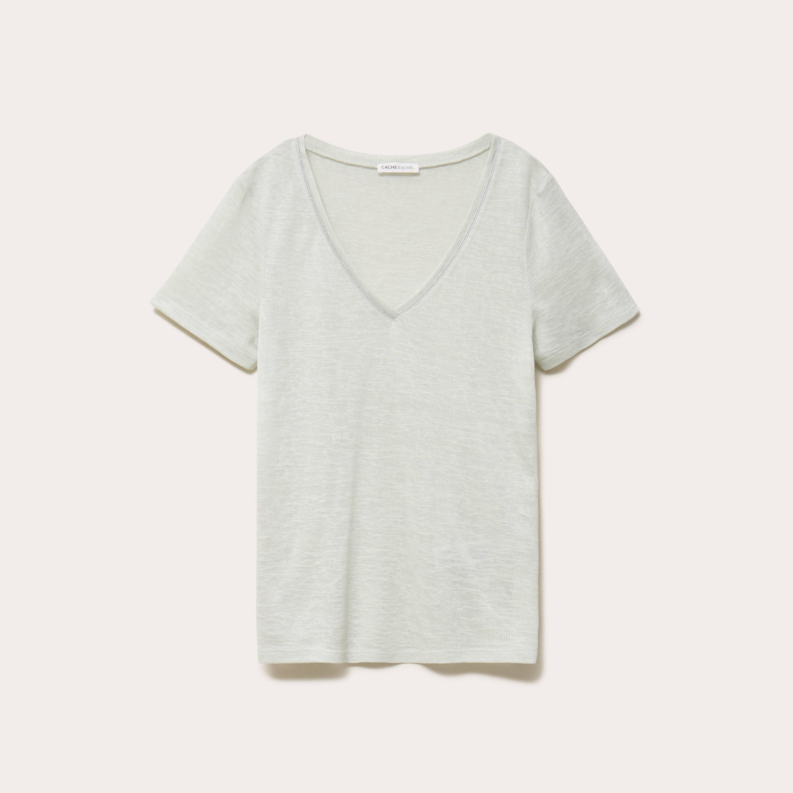 T-shirt manches courtes iris&eacute; gris argent femme