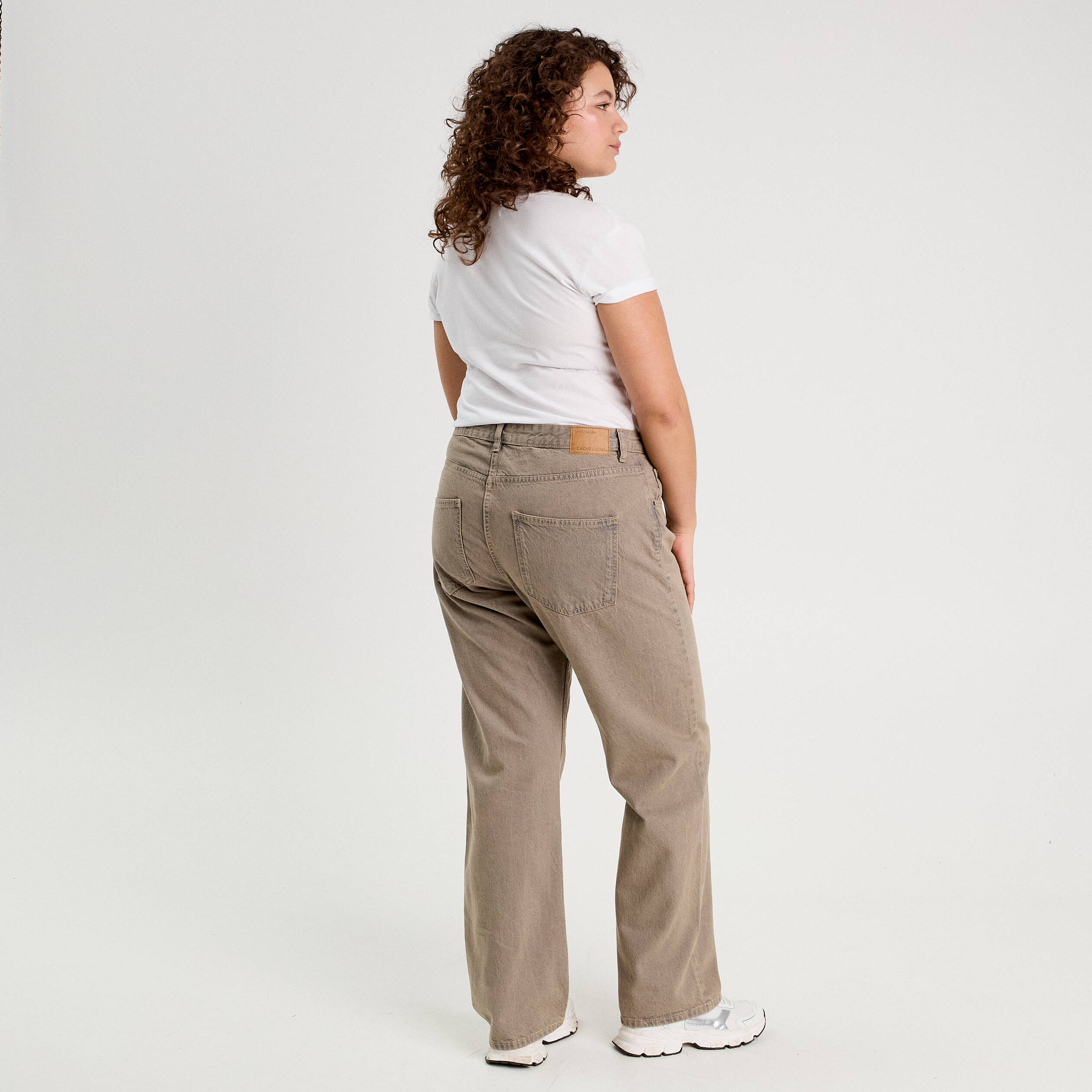 Jeans droit 5 poches marron cognac femme