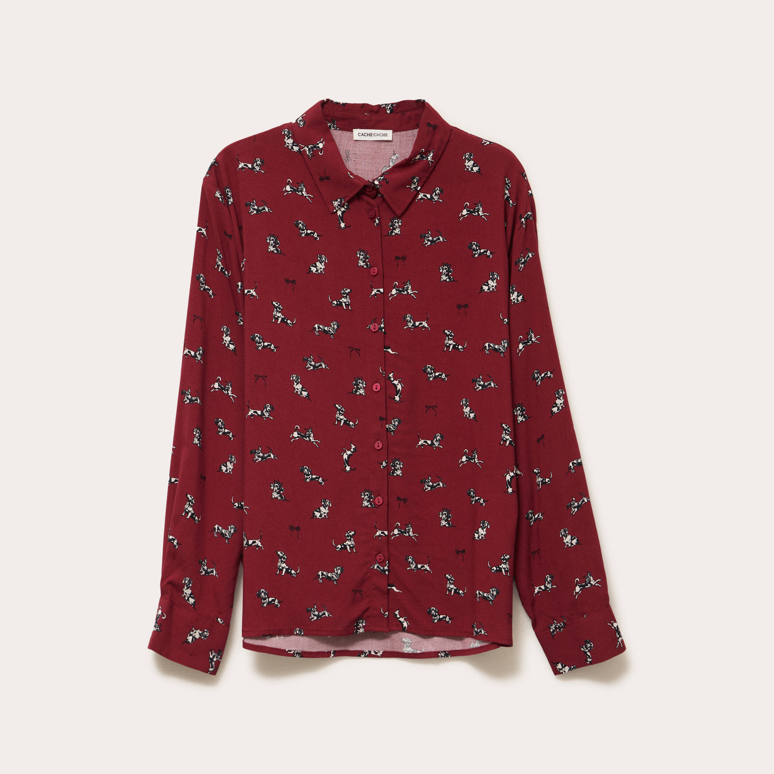 Chemise droite longue bordeaux femme