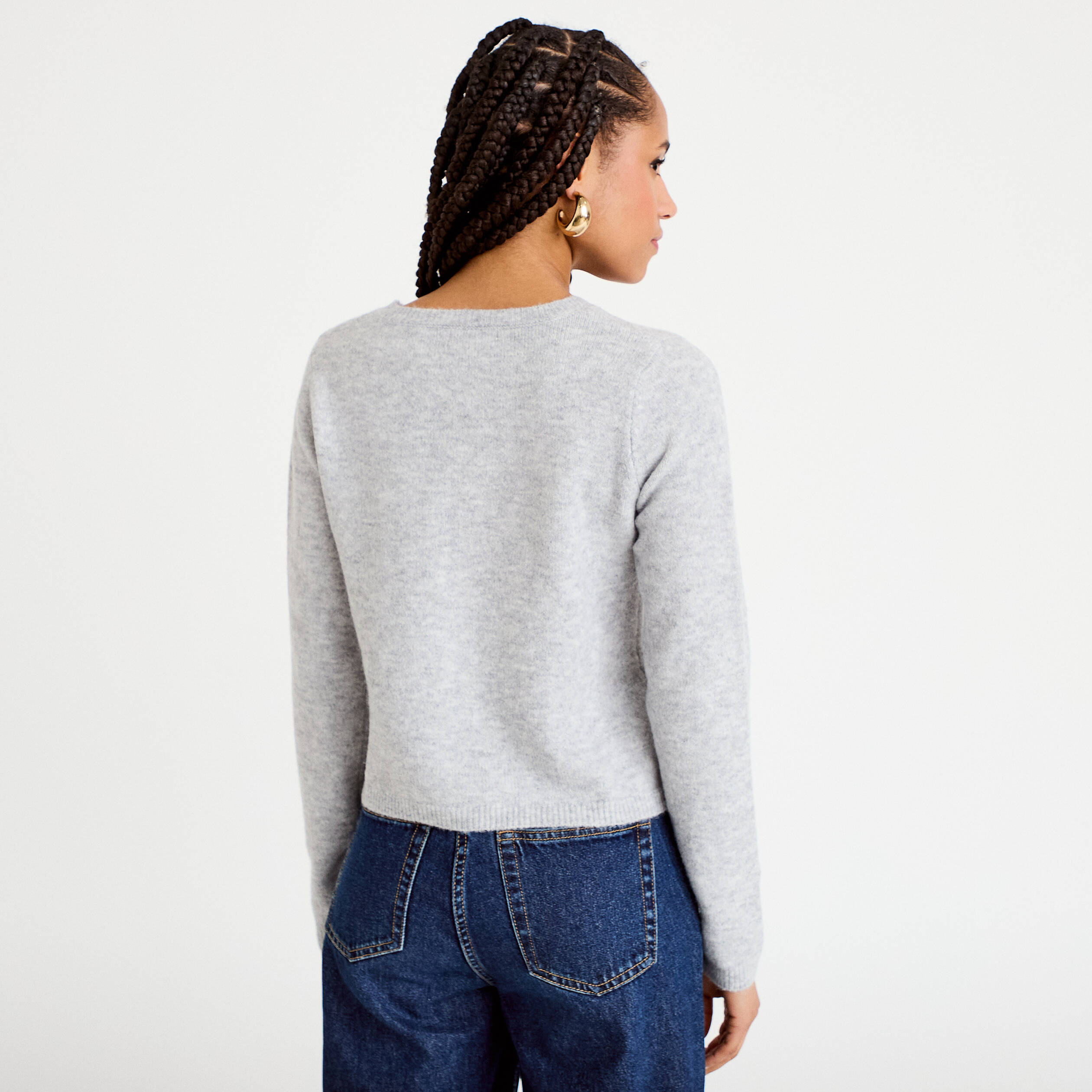 Gilet boutonn&eacute; manches longues gris fonc&eacute; femme