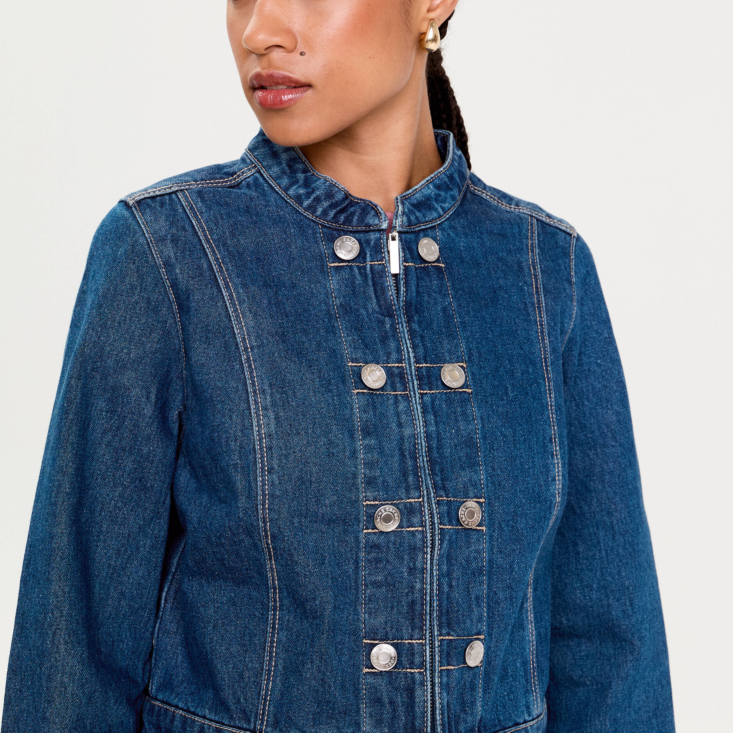 Veste en jean avec boutons denim stone femme