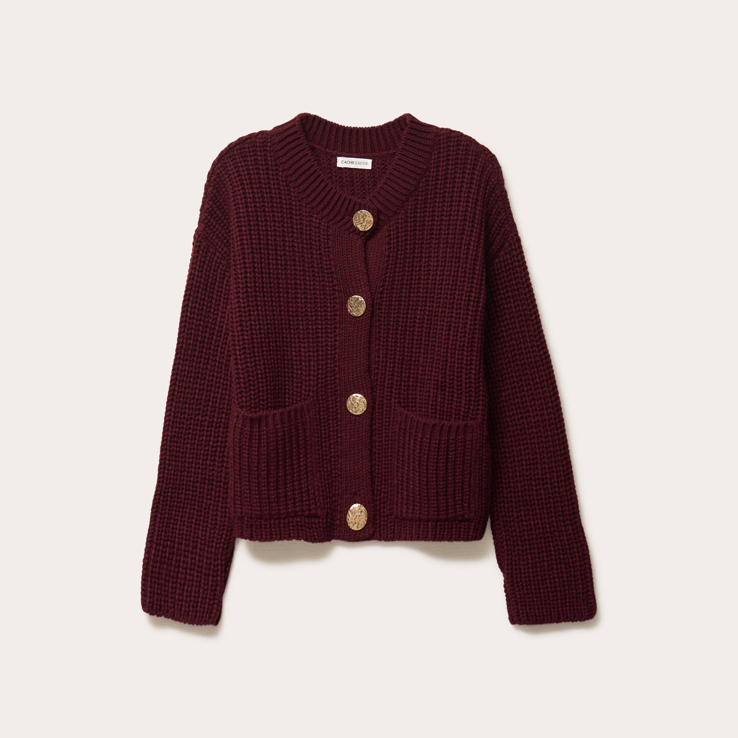 Gilet manches longues violet fonc&eacute; femme