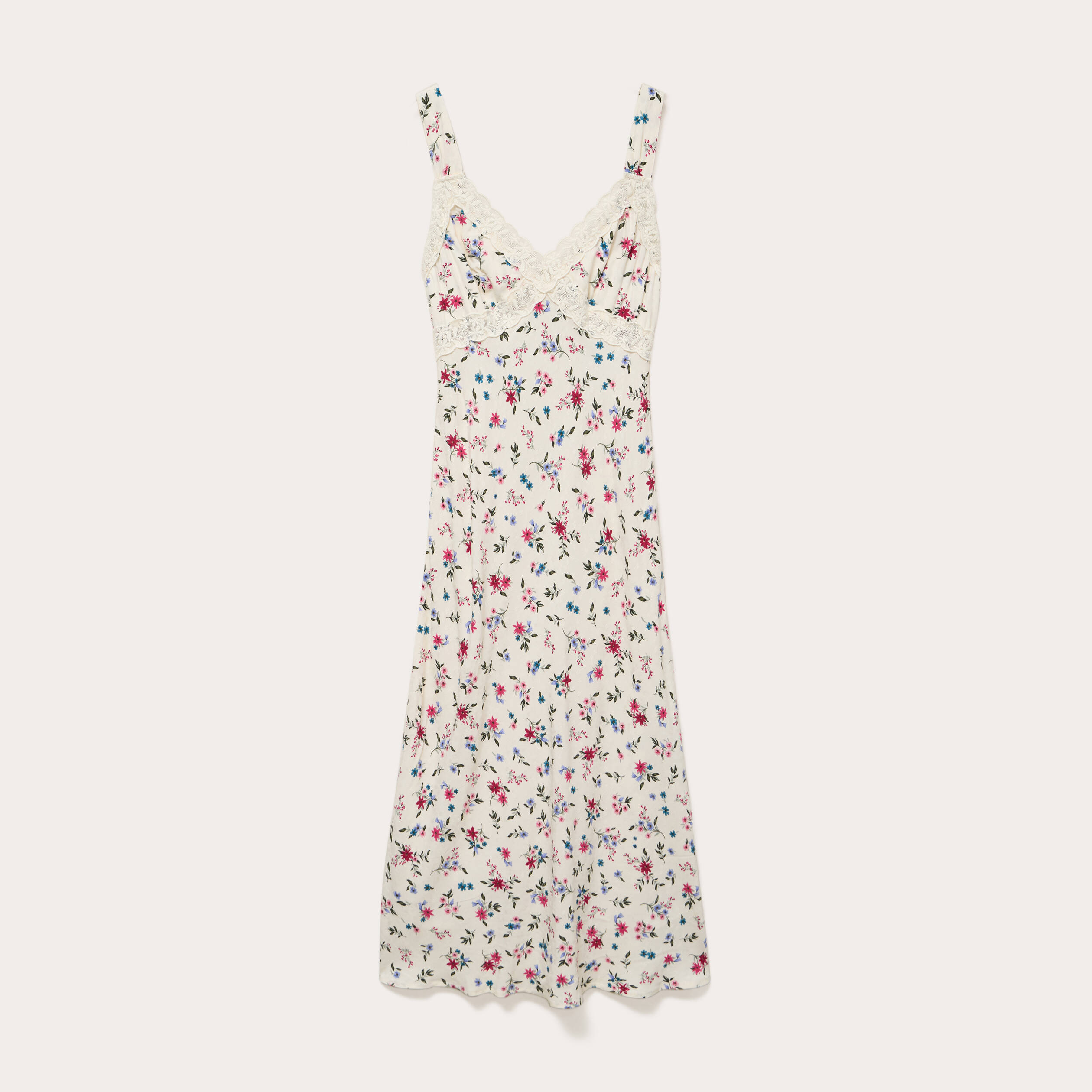 Robe d&eacute;collet&eacute; bretelles aspect dentelle beige clair femme