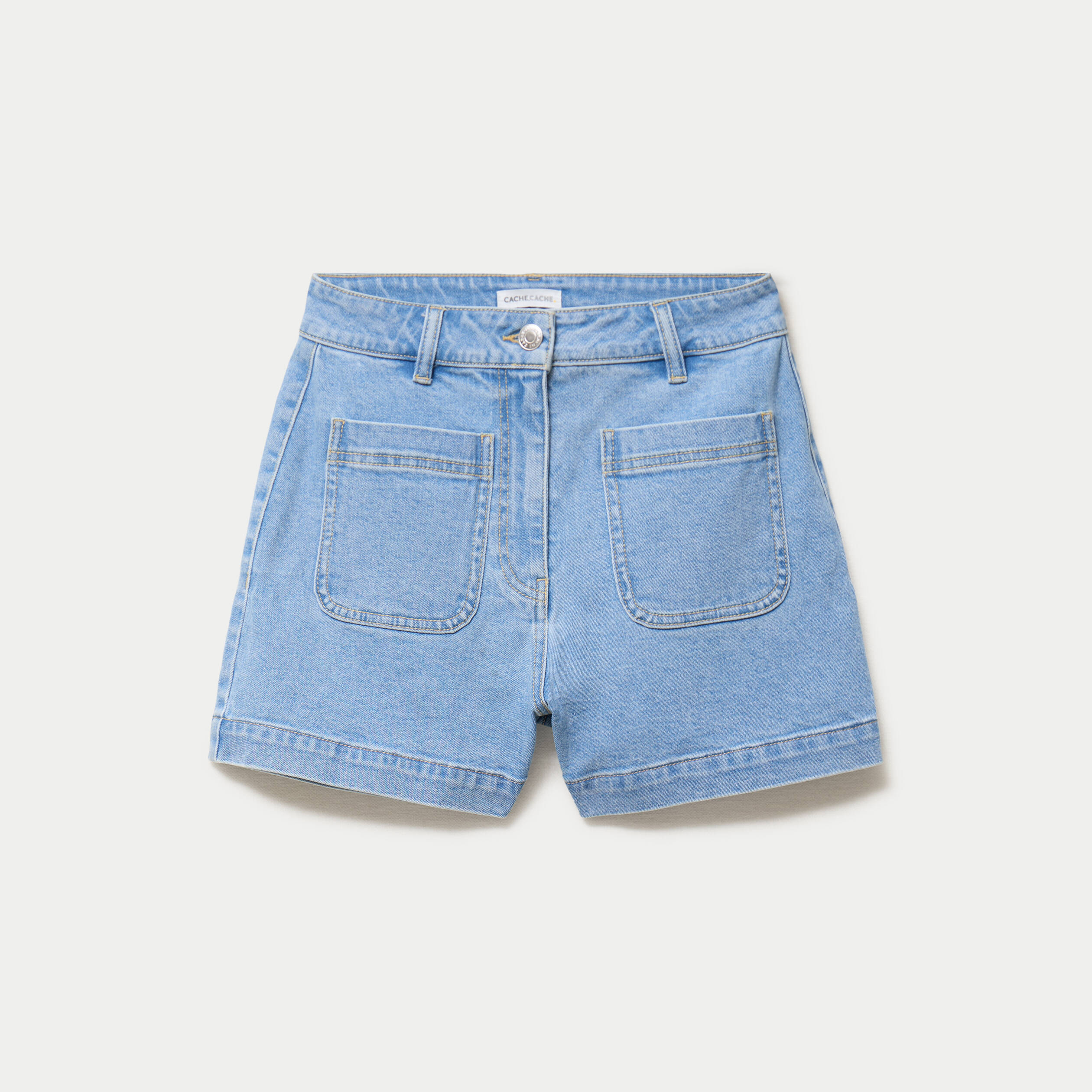 Short mom en jean denim bleach femme