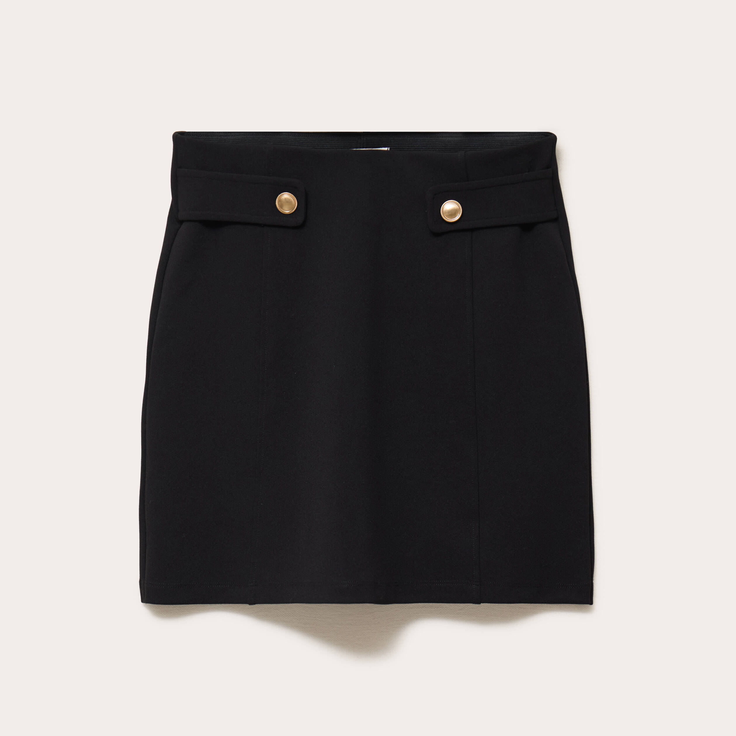 Jupe-short en maille avec boutons noir femme