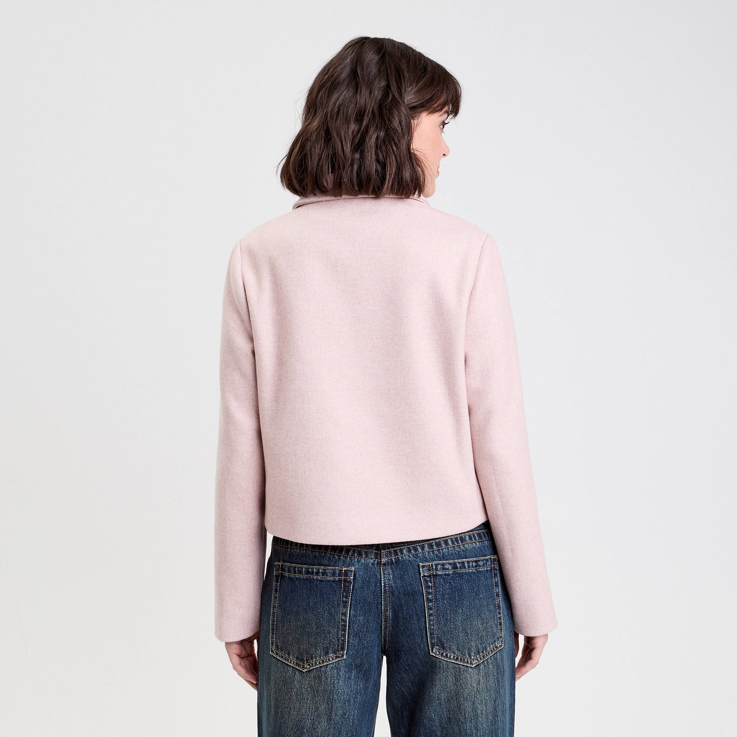 Veste zipp&eacute;e rose poudr&eacute;e femme