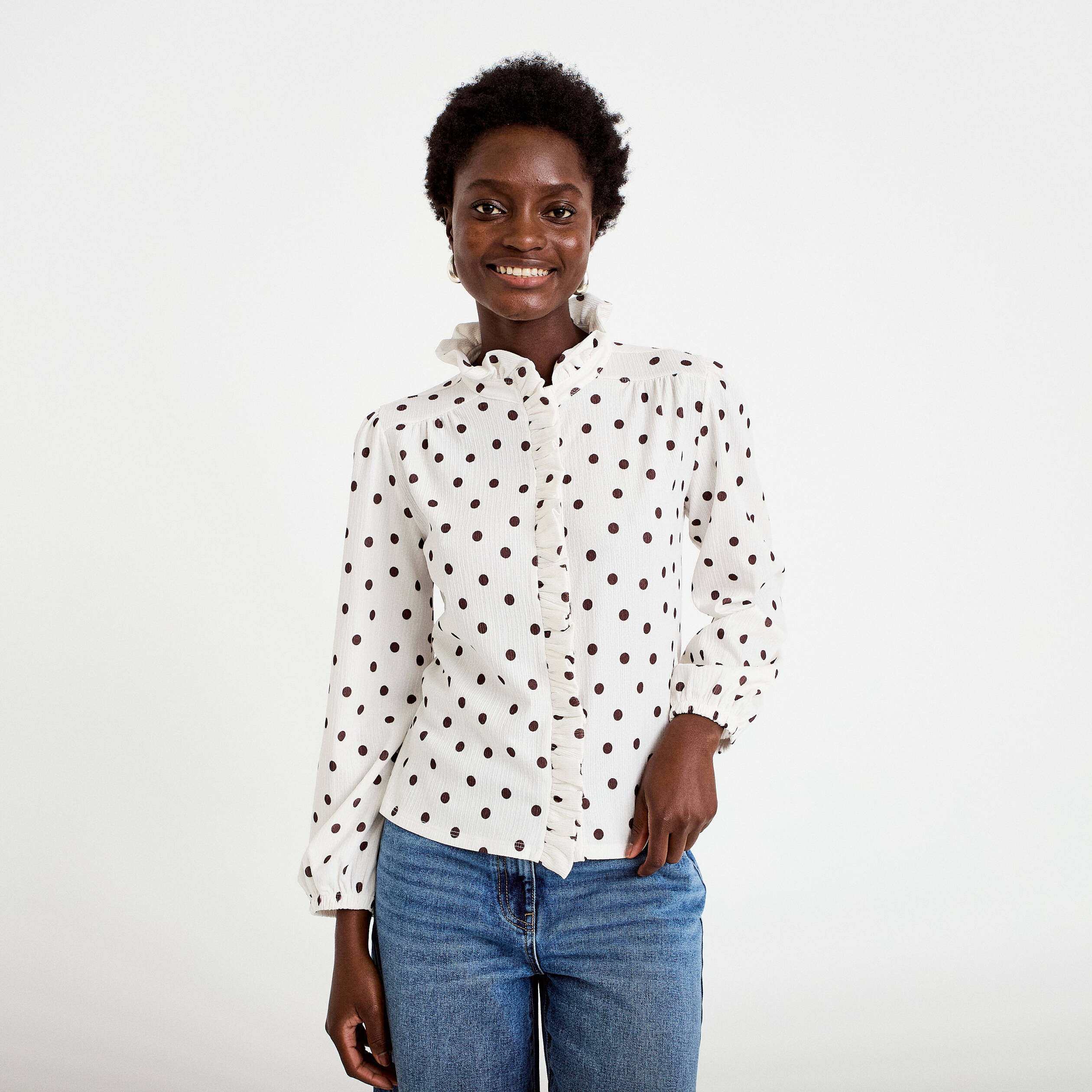 Blouse manches longues blanc femme