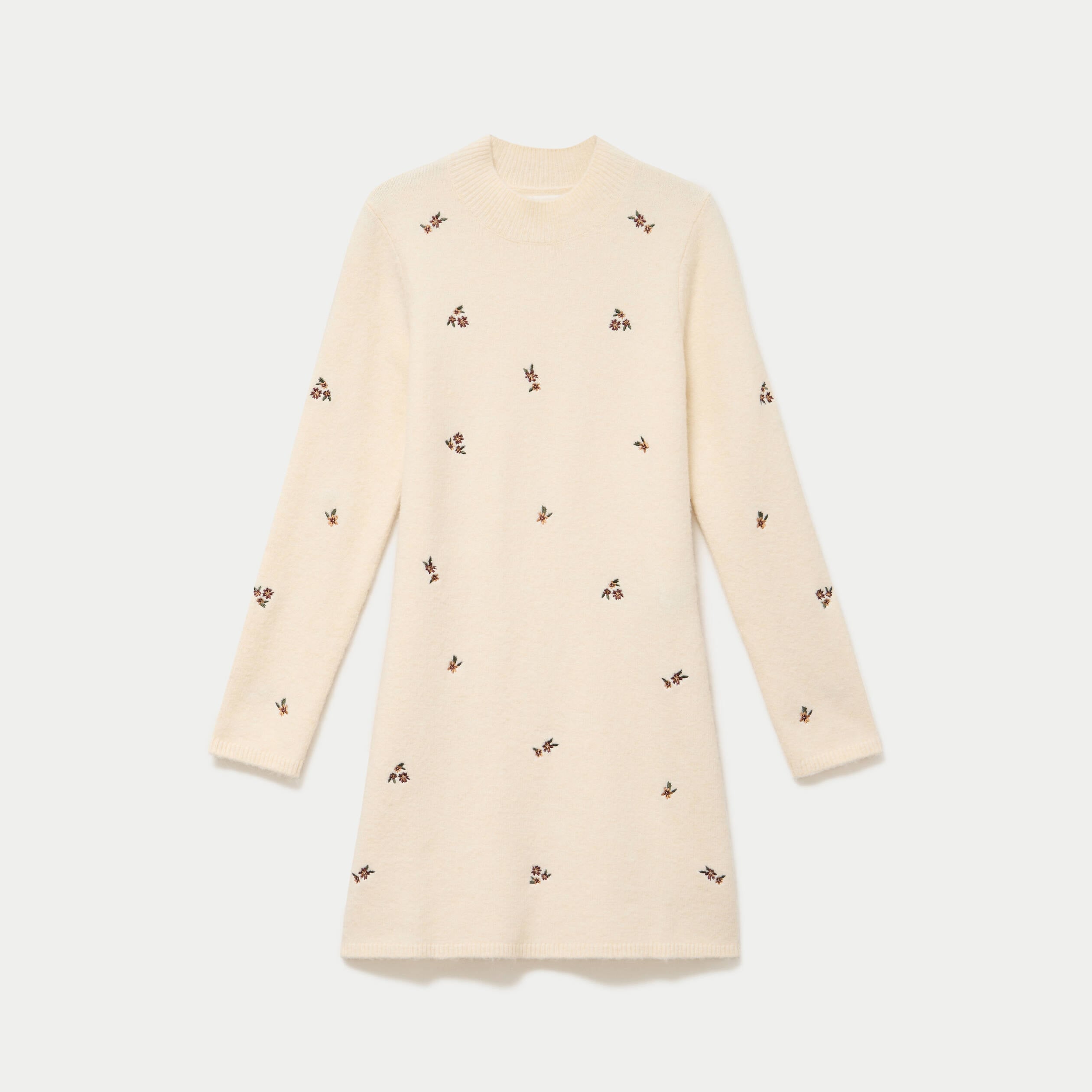 Robe pull droite manches longues sable femme