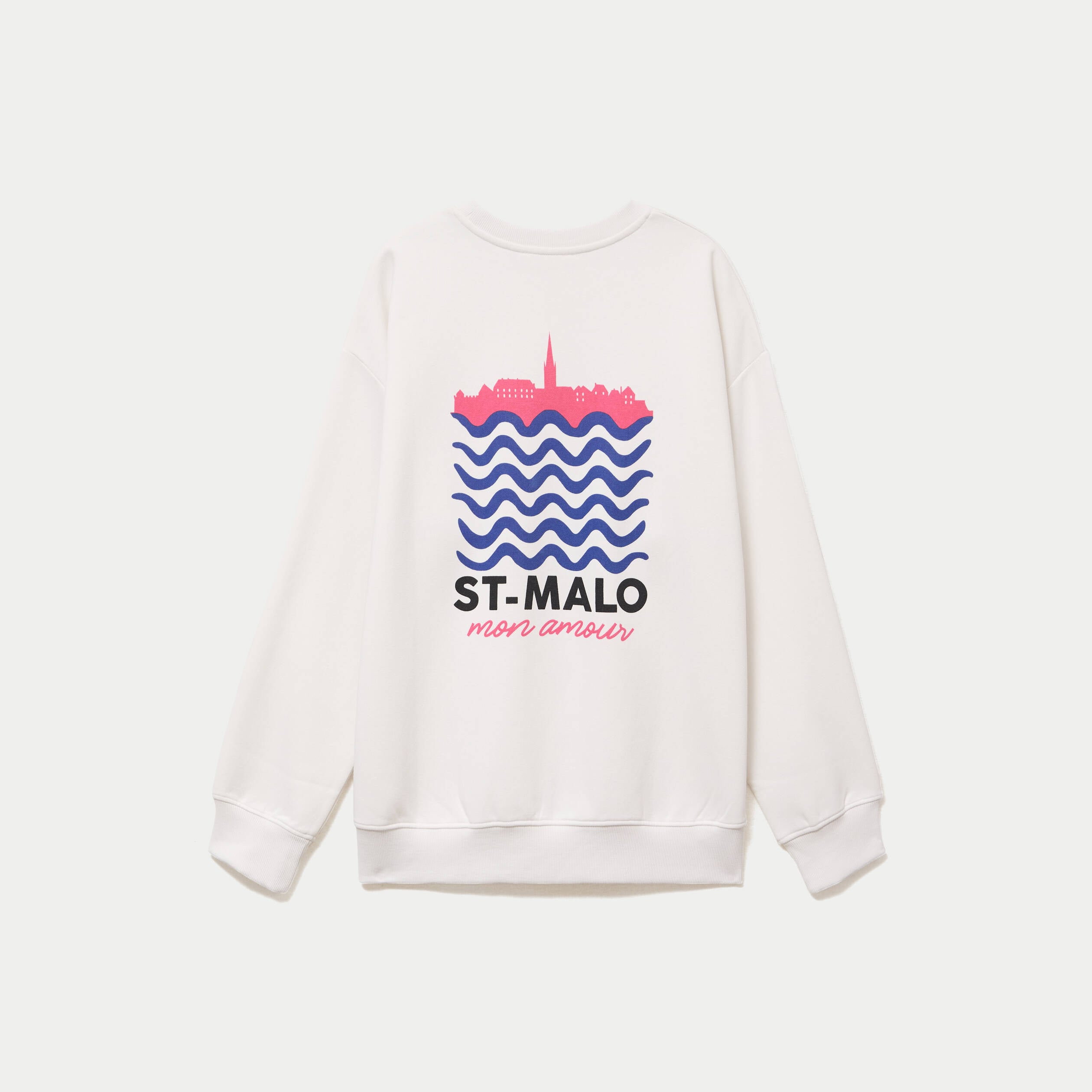 Sweat col rond manches longues ecru femme