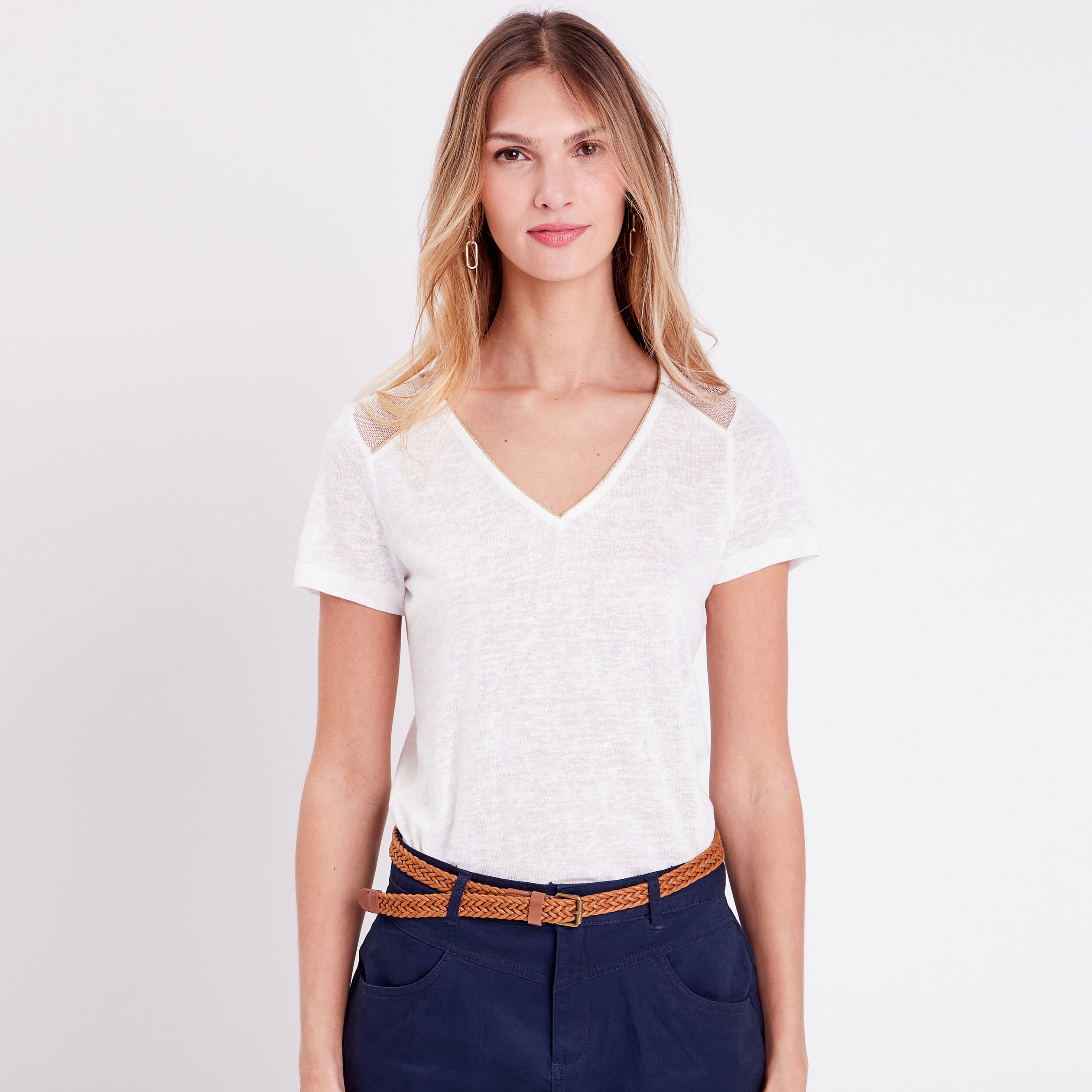 T-shirt manches courtes ecru femme